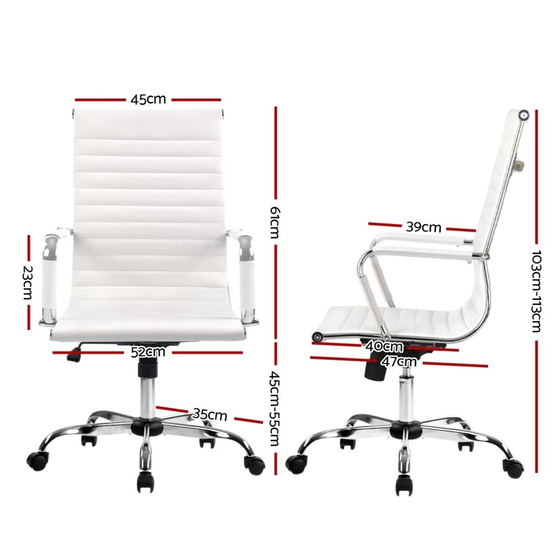 1 Artiss Office Chair Conference Chairs PU Leather High Back - White, 1 of 5