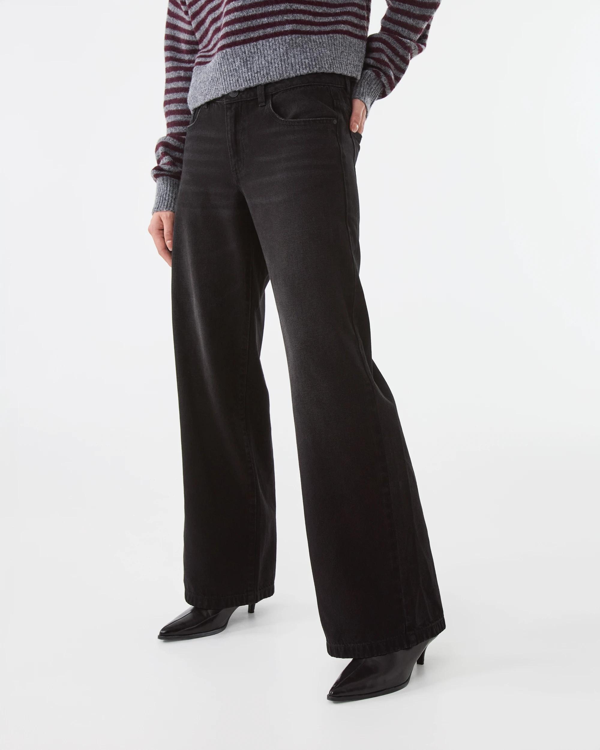 1 Low Rise Wide Leg Jeans Black Wash, 1 of 8