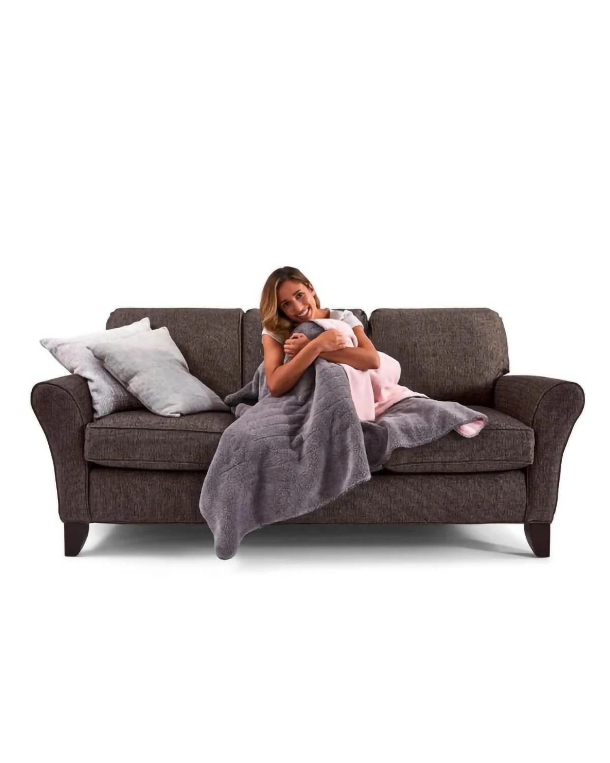 2 Sunbeam Feel Perfect Snug & Cosy Reversible Heated Throw - Grey/Pink - MULTI, 2 of 5