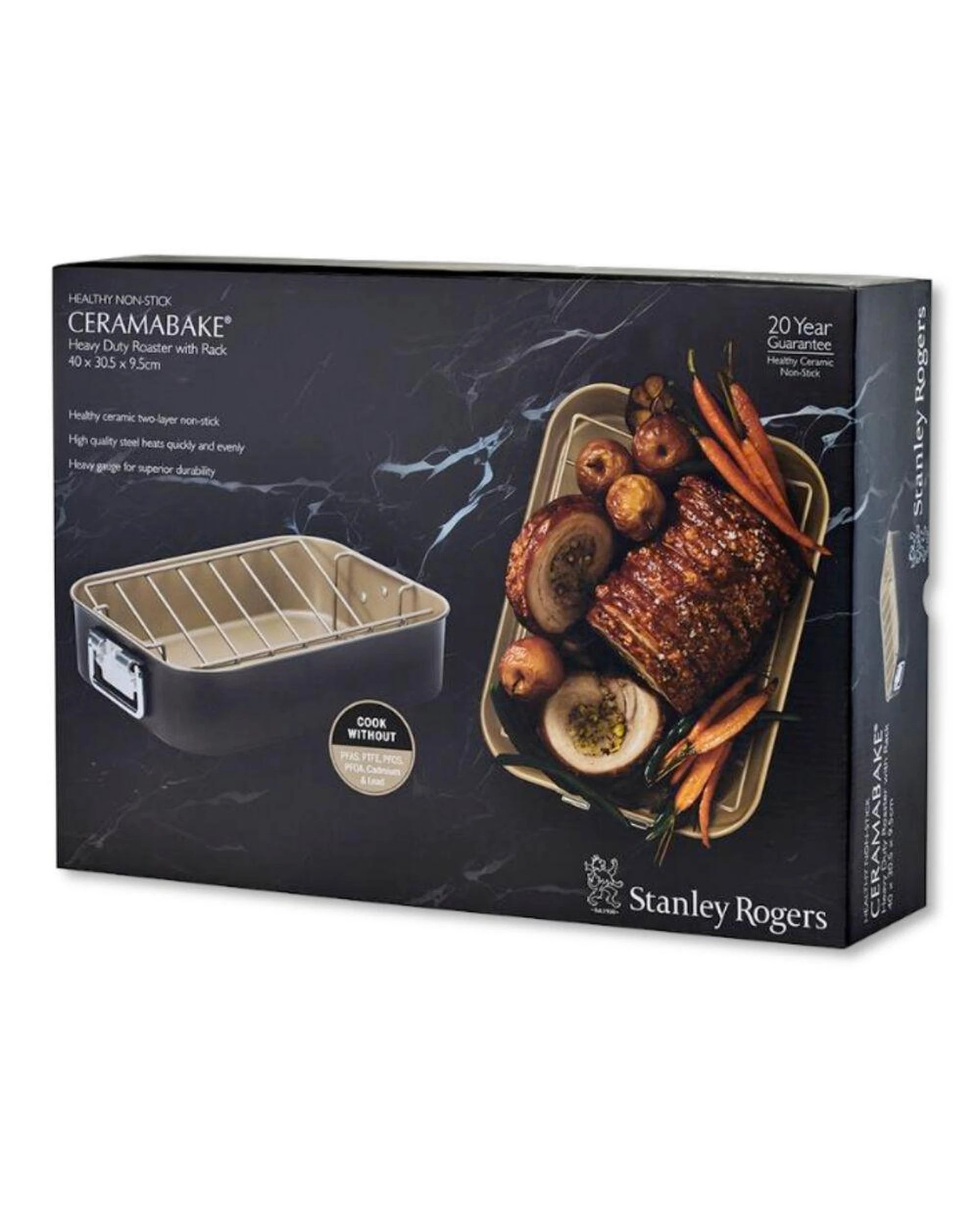 2 Stanley Rogers Ceramabake Heavy Duty Roaster 44x32x10cm - Grey, 2 of 2
