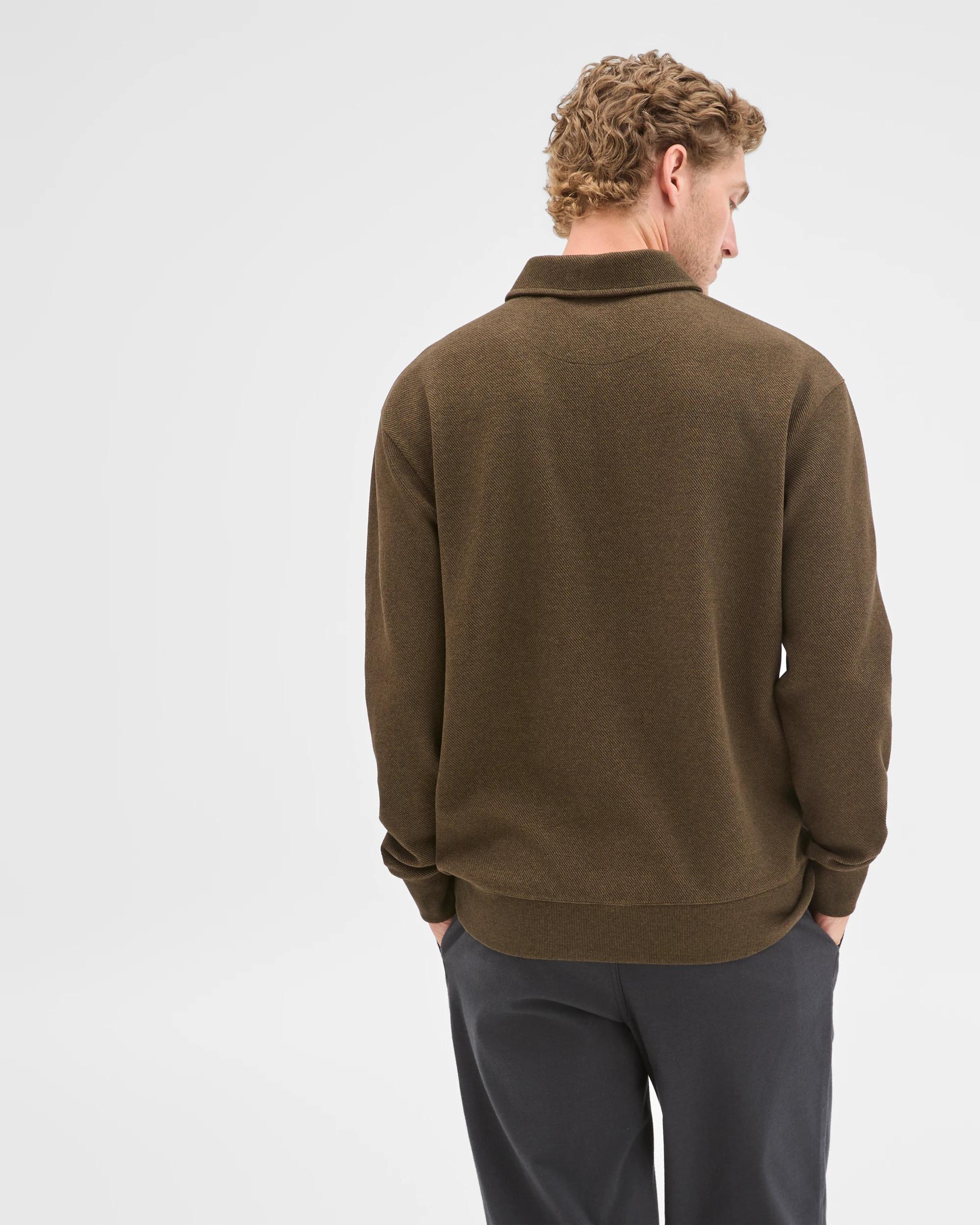 7 Target Man Australian Cotton Blend Textured Fleece 1/4 Zip Collared Top DARK OLIVE, 7 of 7