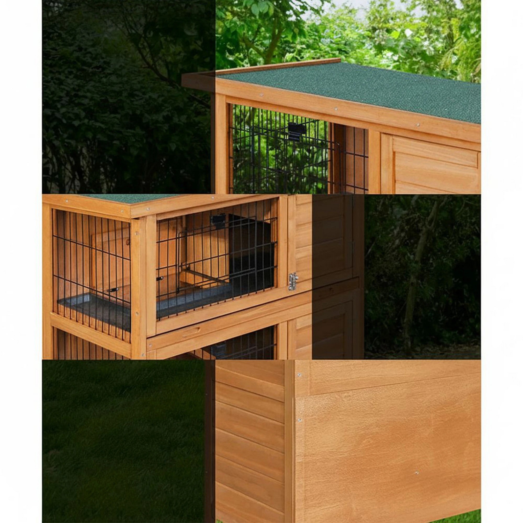 6 i.Pet Rabbit Hutch Chicken Coop Large Wooden House Run Cage - Brown, 6 of 9