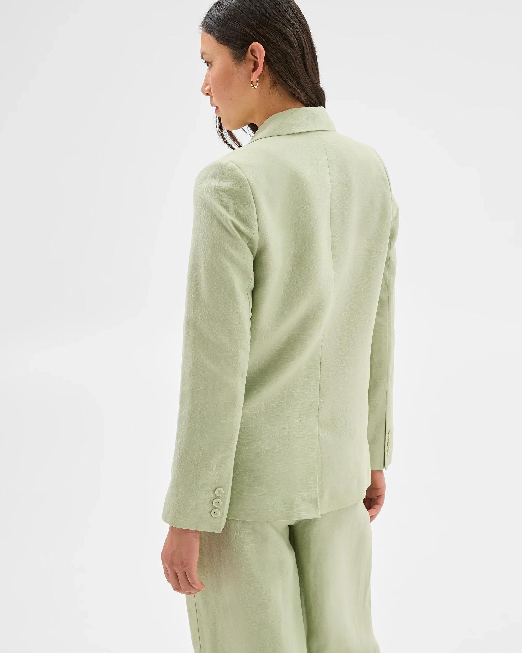 6 Linen Blend Single Breasted Blazer - Preview DESERT SAGE, 6 of 8