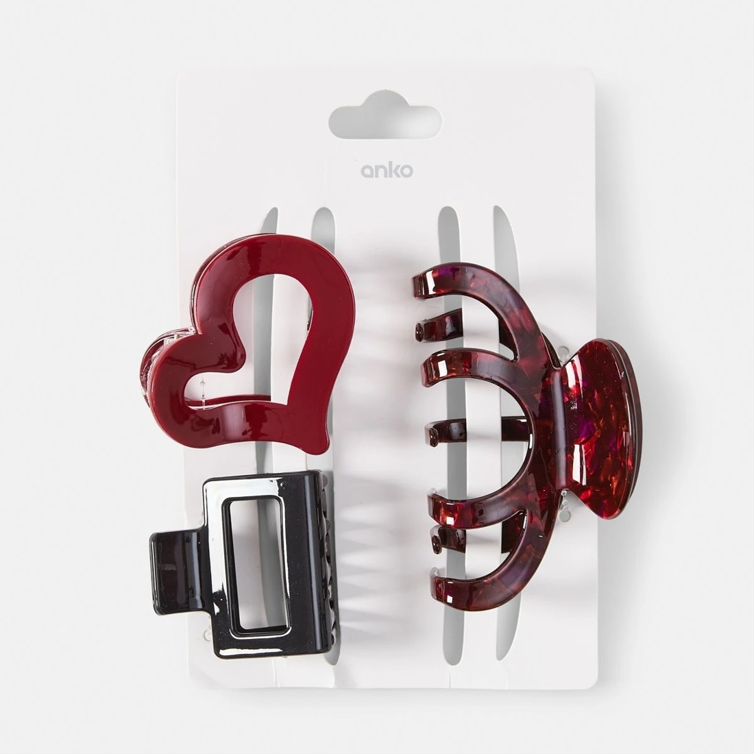 4 3 Pack Red and Black Mix Statement Claw Hair Clips, 4 of 4