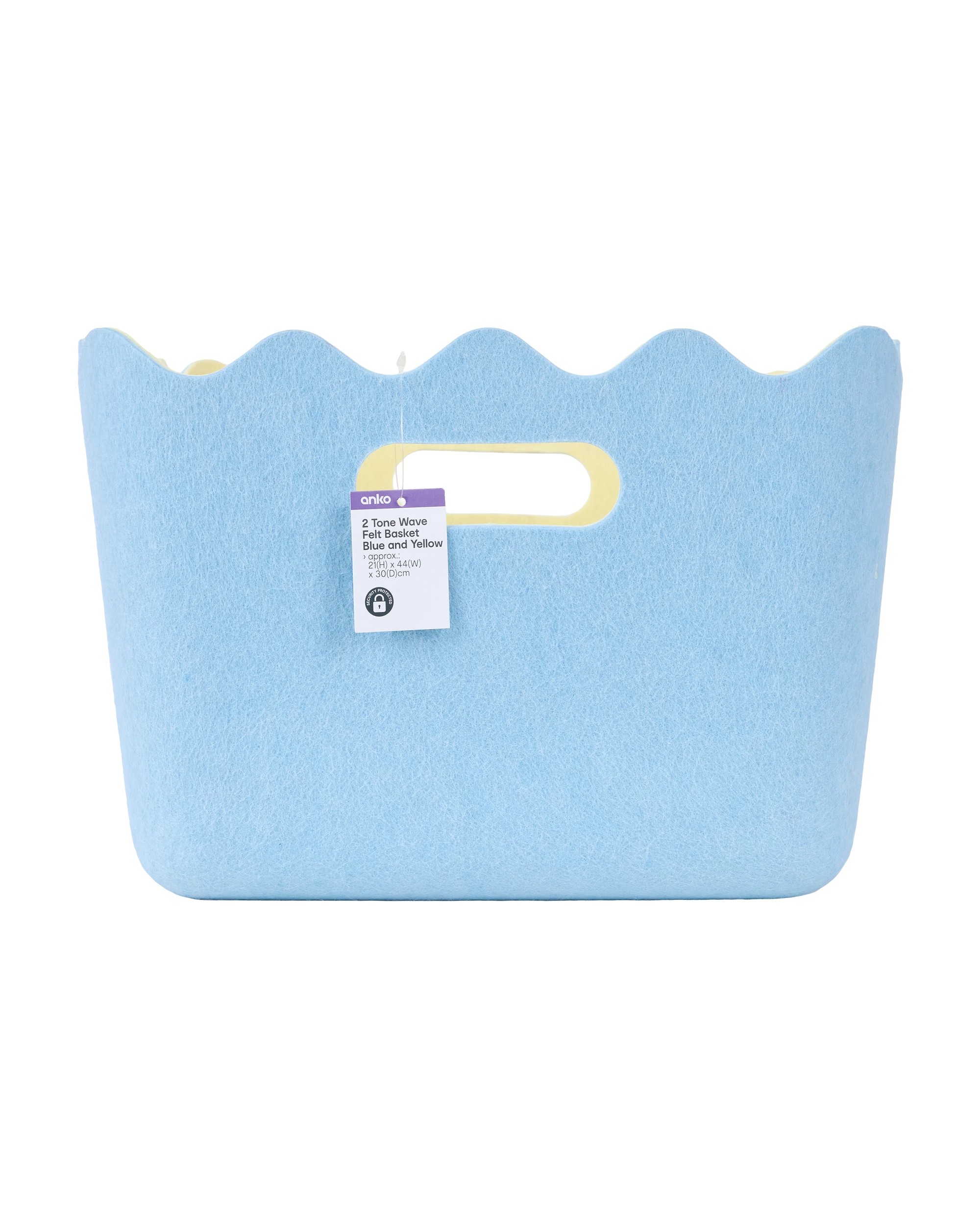 5 2 Tone Wave Felt Basket - Blue and Yellow, 5 of 5
