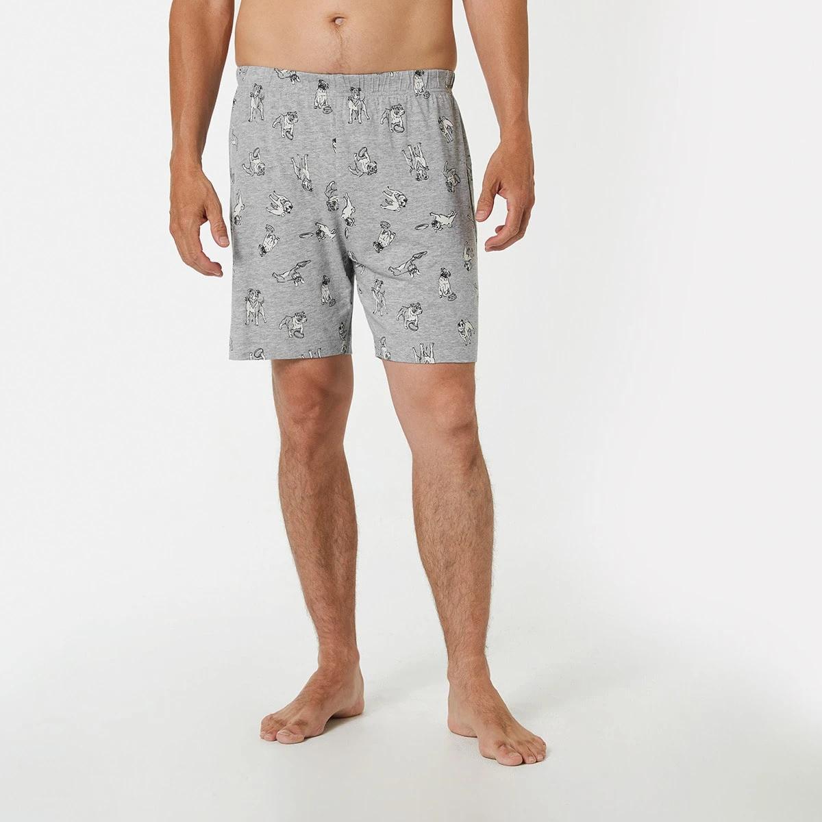 1 Jersey Print Sleep Shorts DOG PARK GRAY MARLE, 1 of 5