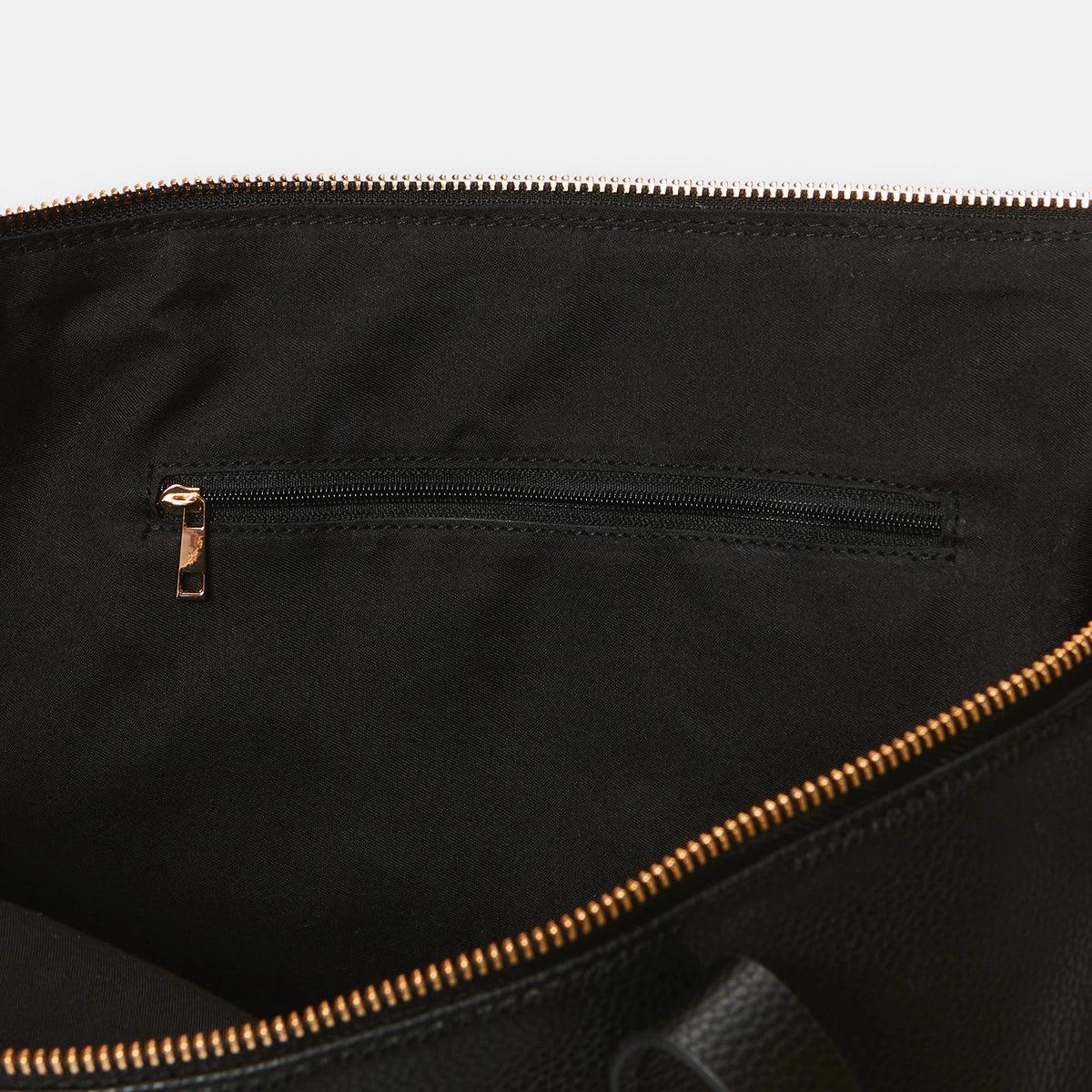 3 Zip Front Tote Bag Black, 3 of 6