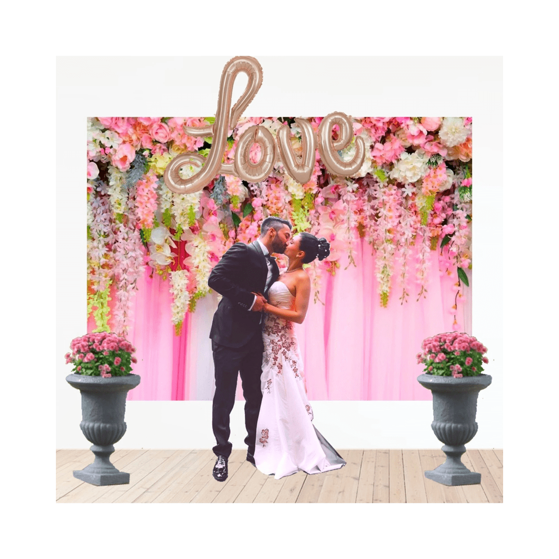 2 Alibaba Pink Floral Curtain Large Printed Fabric Backdrop, 2 of 5