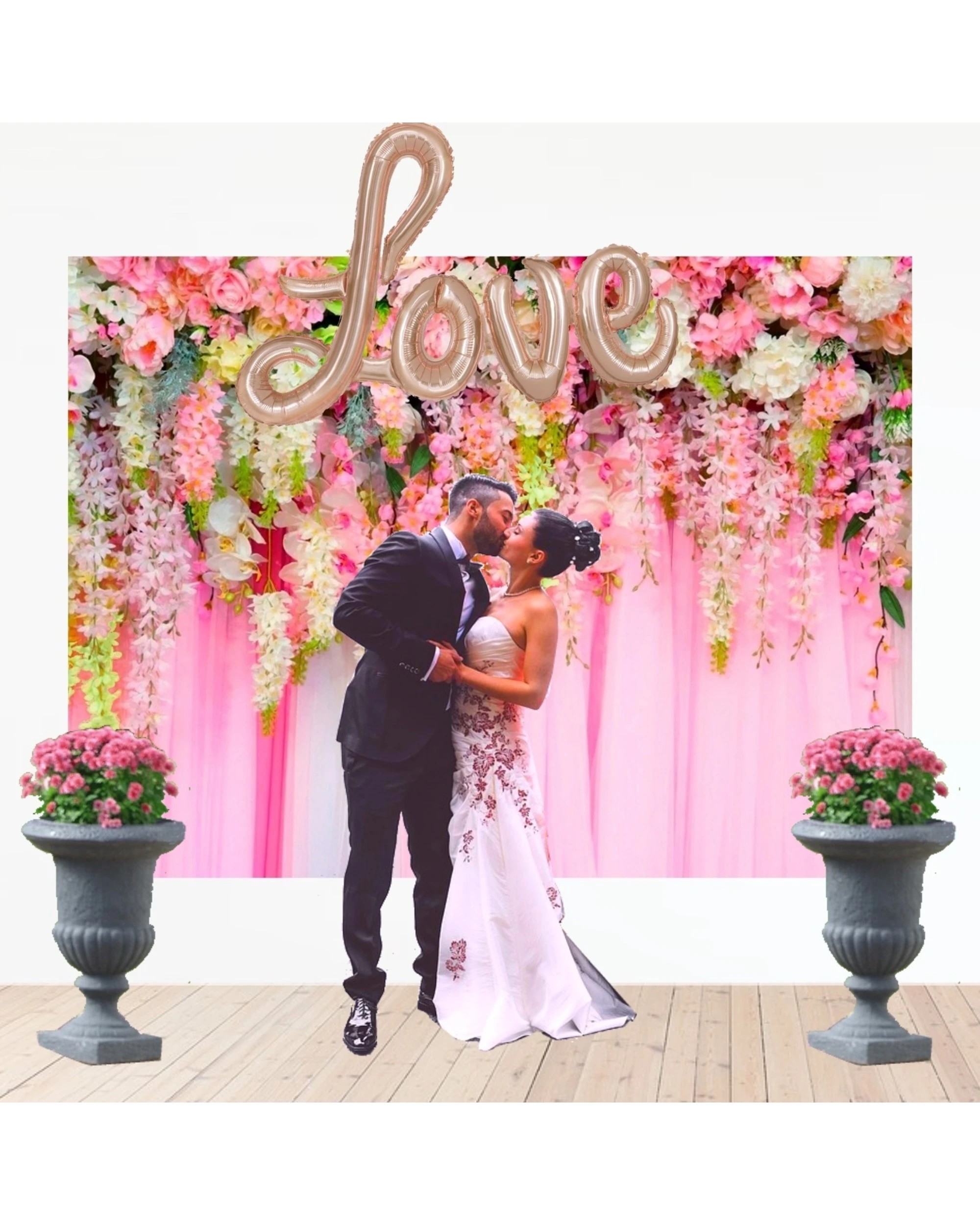 2 Pink Floral Curtain Large Printed Fabric Backdrop, 2 of 5