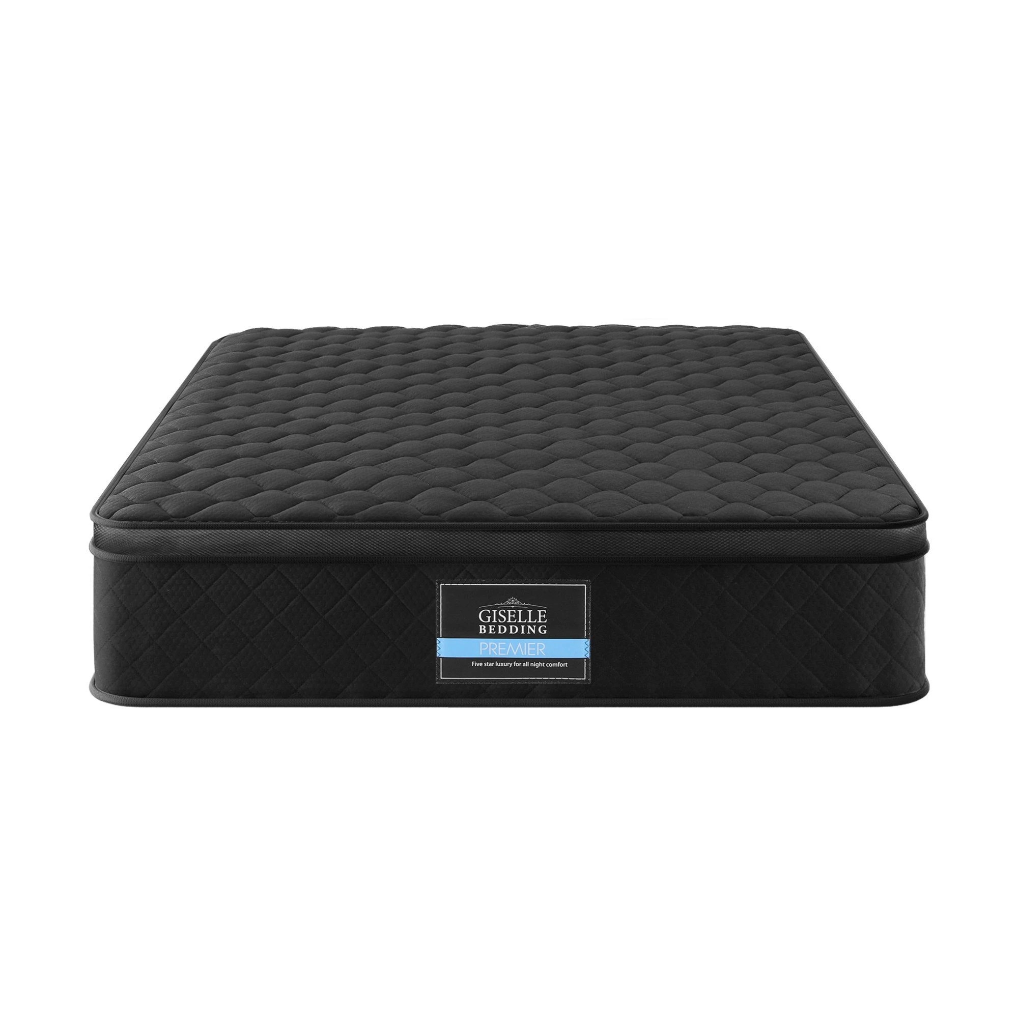 1 Giselle Bedding Single Mattress 34cm Euro Top with 5-Zone Pocket Spring Support - Single Bed - Single Bed - Black, 1 of 3