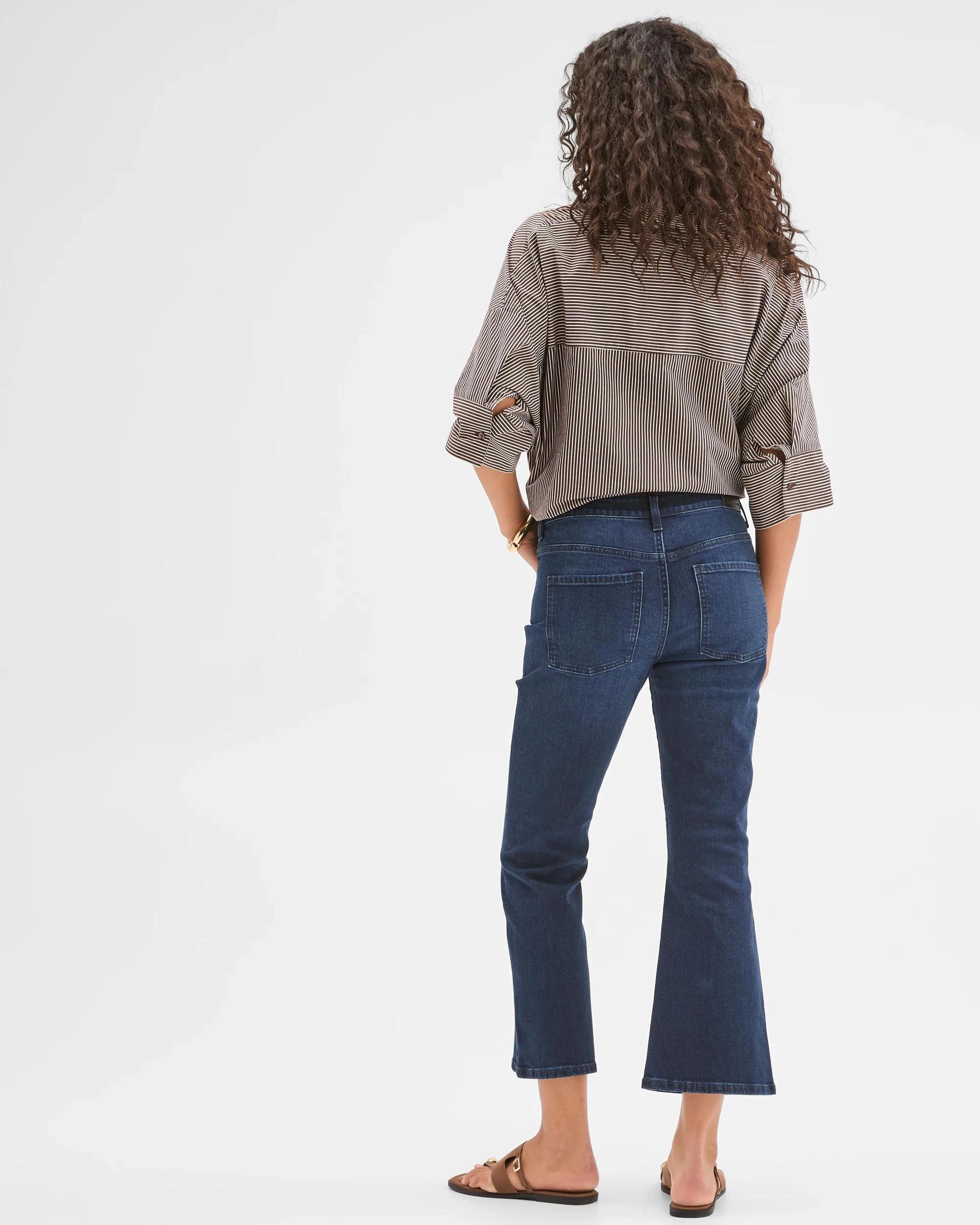 5 Target Mid Rise Crop Length Kick Flare Denim Jeans MIDNIGHT BLUE, 5 of 10