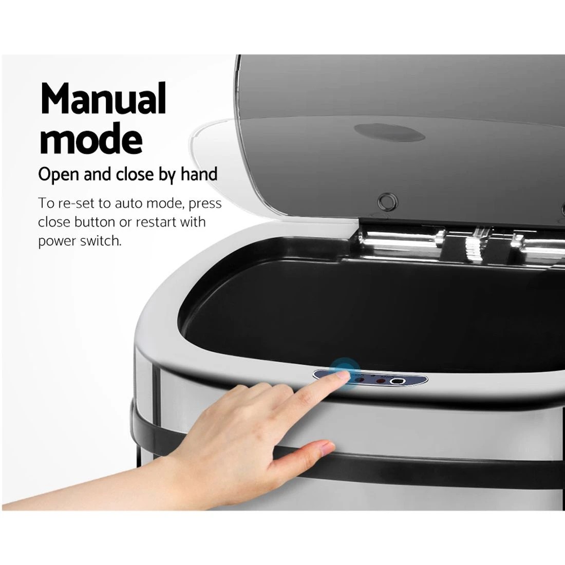 4 Devanti 50L Motion Sensor Bin Rubbish Automatic
 - silver, 4 of 4