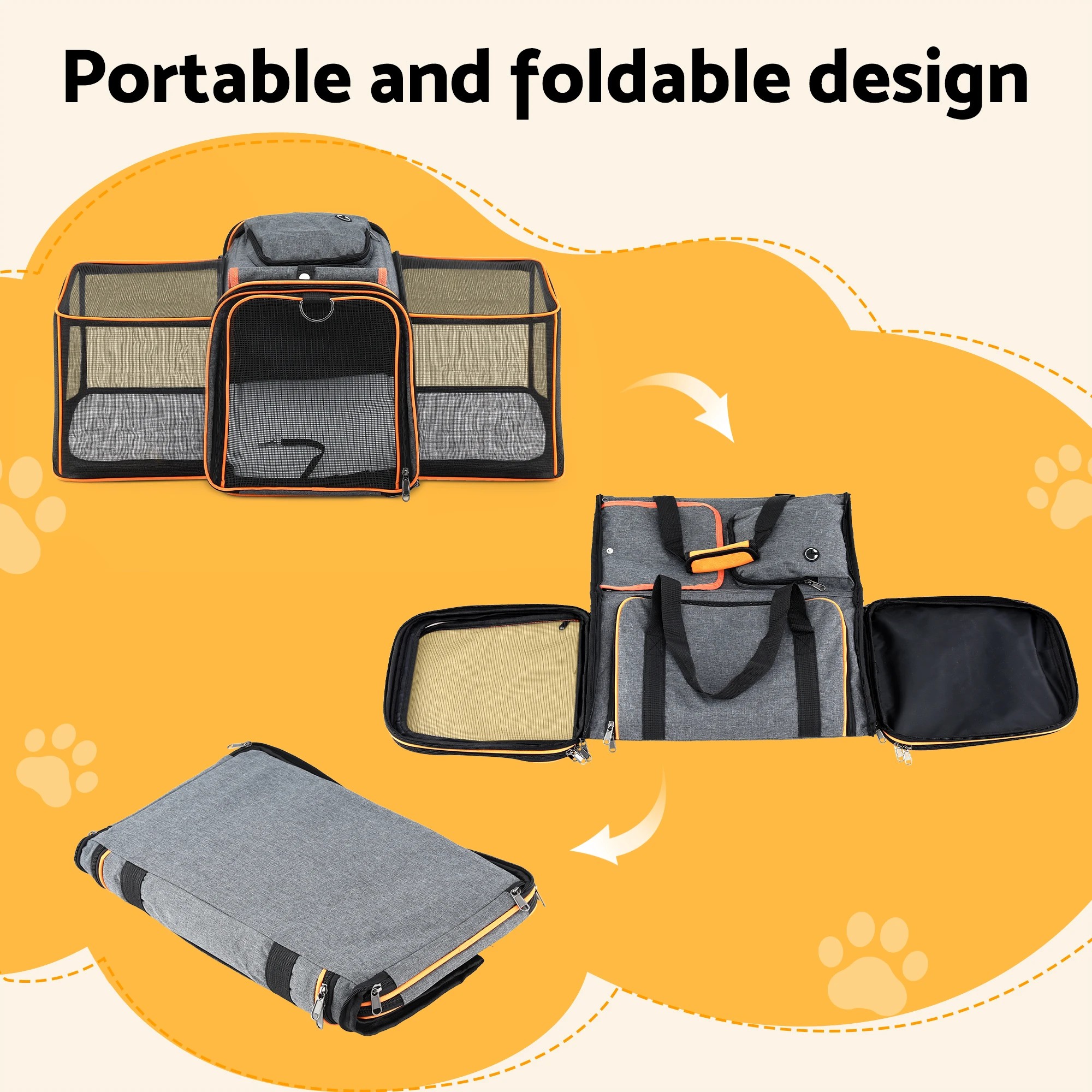 6 i.Pet Pet Carrier Bag Foldable Expandable Dog Cat Travel Cage Portable Car Kennel - Multi, 6 of 8