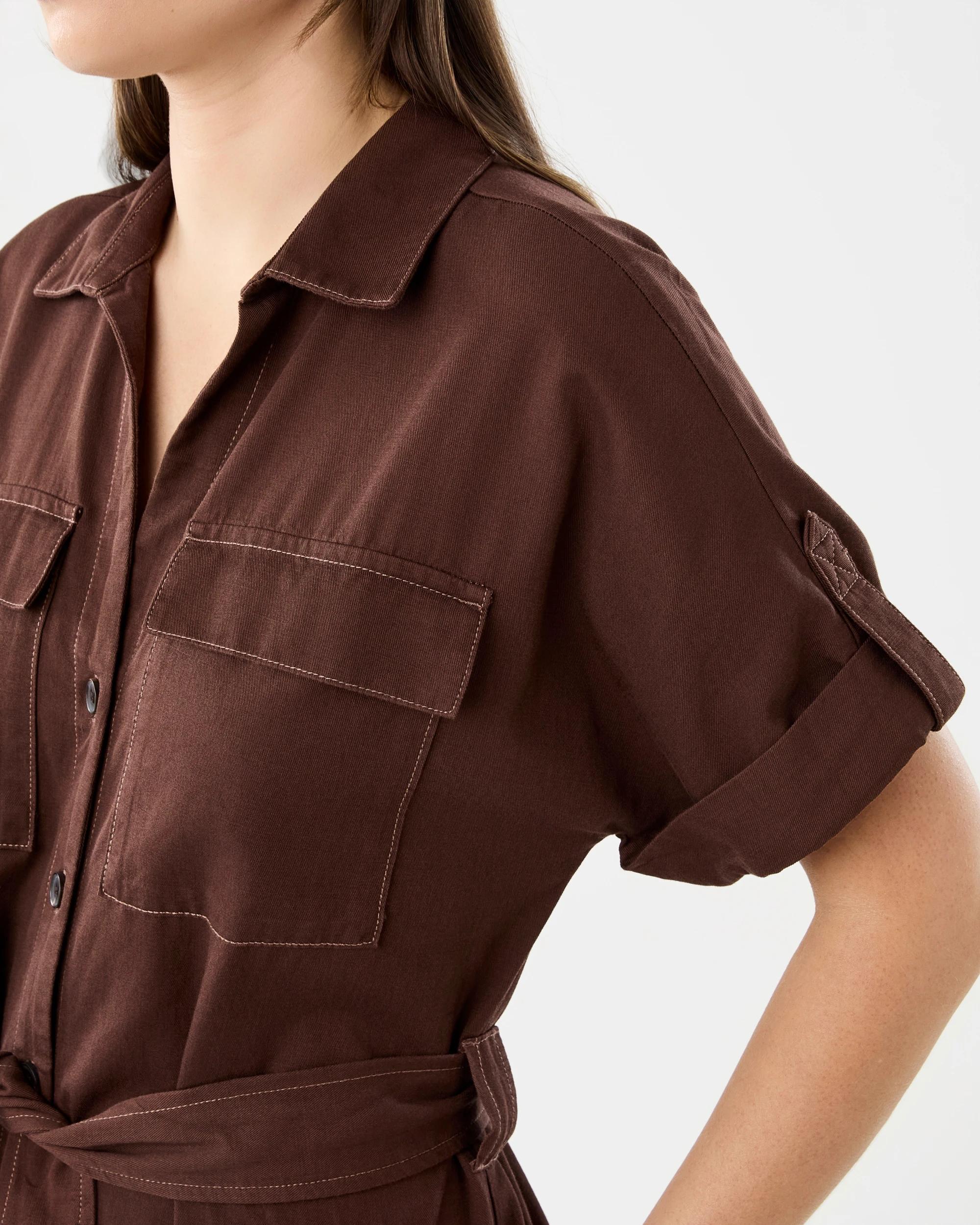 6 Short Sleeves Utility Midi Dress Deep Cocoa, 6 of 7