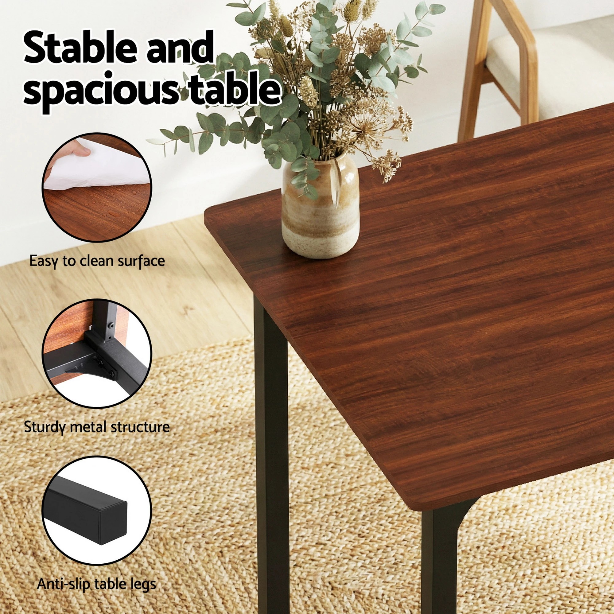 4 Artiss Dining Table and Chairs Set of 4 Storage Bench Kitchen Furniture - Brown, 4 of 6
