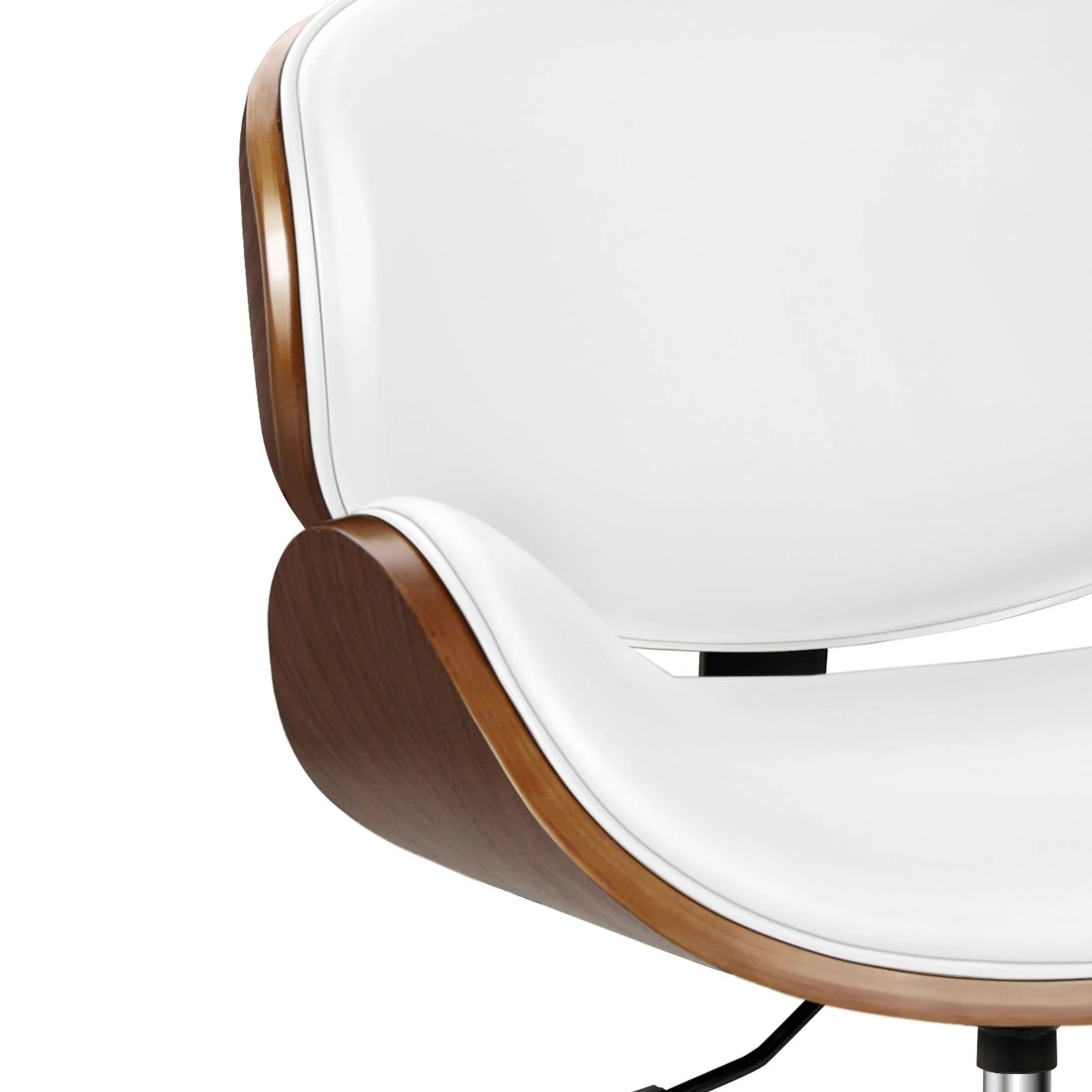 5 Alfordson Wooden Office Chair Computer Chairs Bentwood Seat Leather - White, 5 of 10