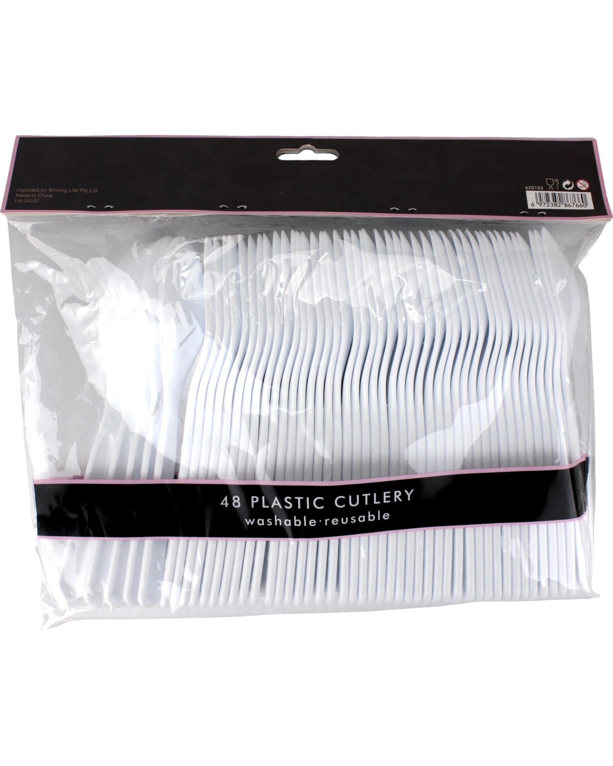 3 Party Maker Reusable Premium Plastic Spoons Pack of 48 - White, 3 of 3