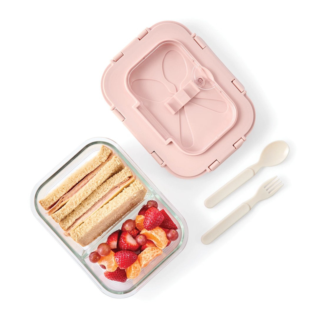 3 Mocha Glass Bento Lunch Box with Cutlery, 3 of 10