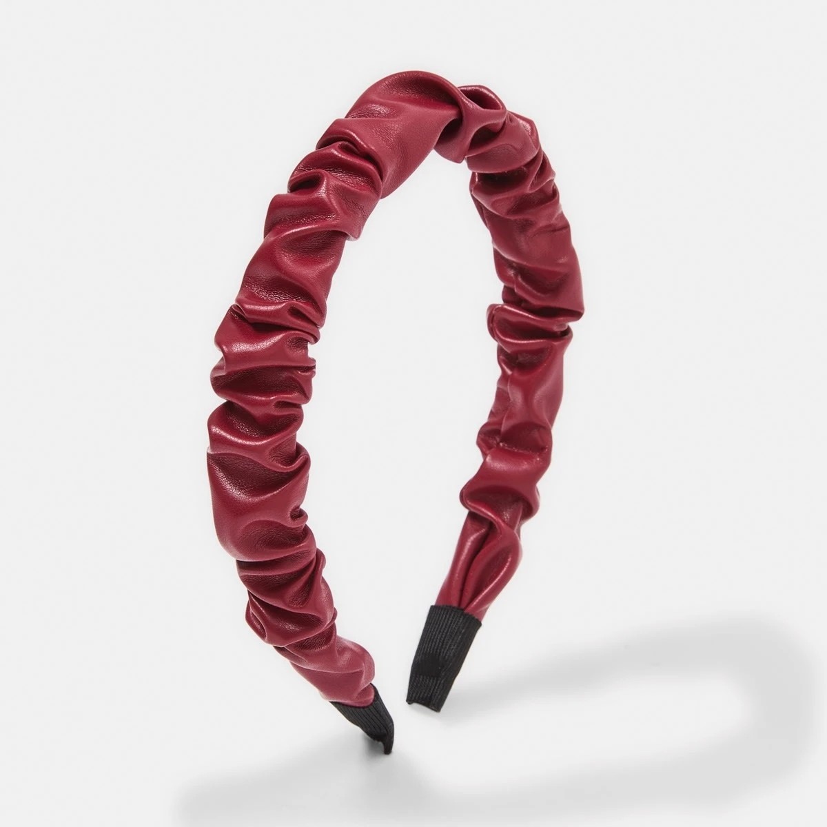 1 Faux Leather Ruffle Headband - Red, 1 of 5