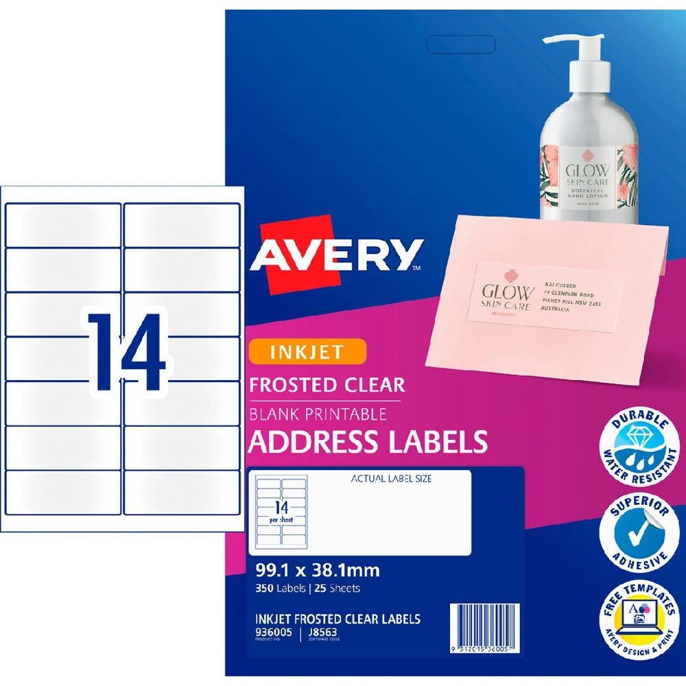 1 Avery 14UP Inkjet Mailing Labels Clear 25 Sheets, 1 of 5