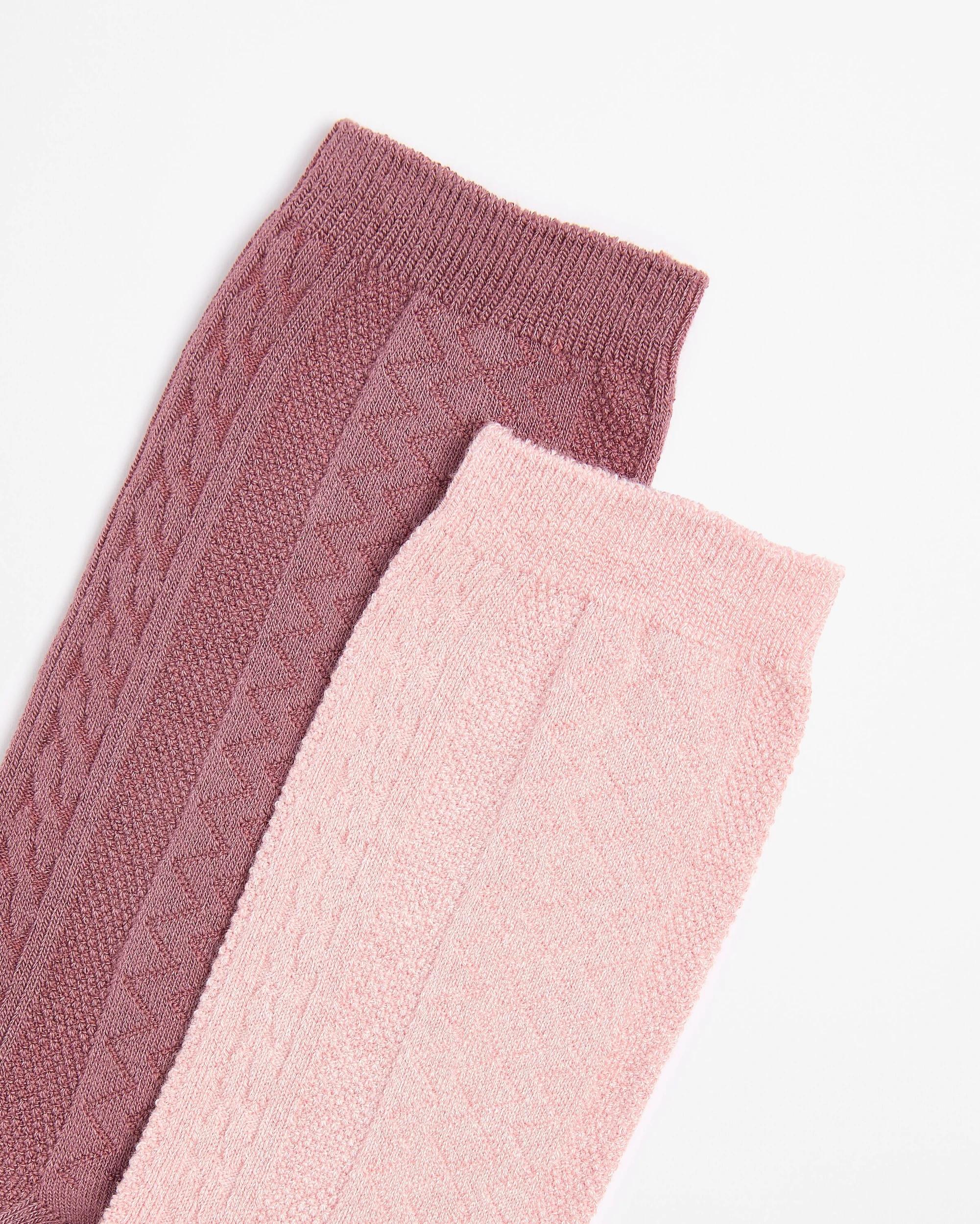 2 Target Woman Bamboo 2 Pack Cable Boot Socks PINK, 2 of 3