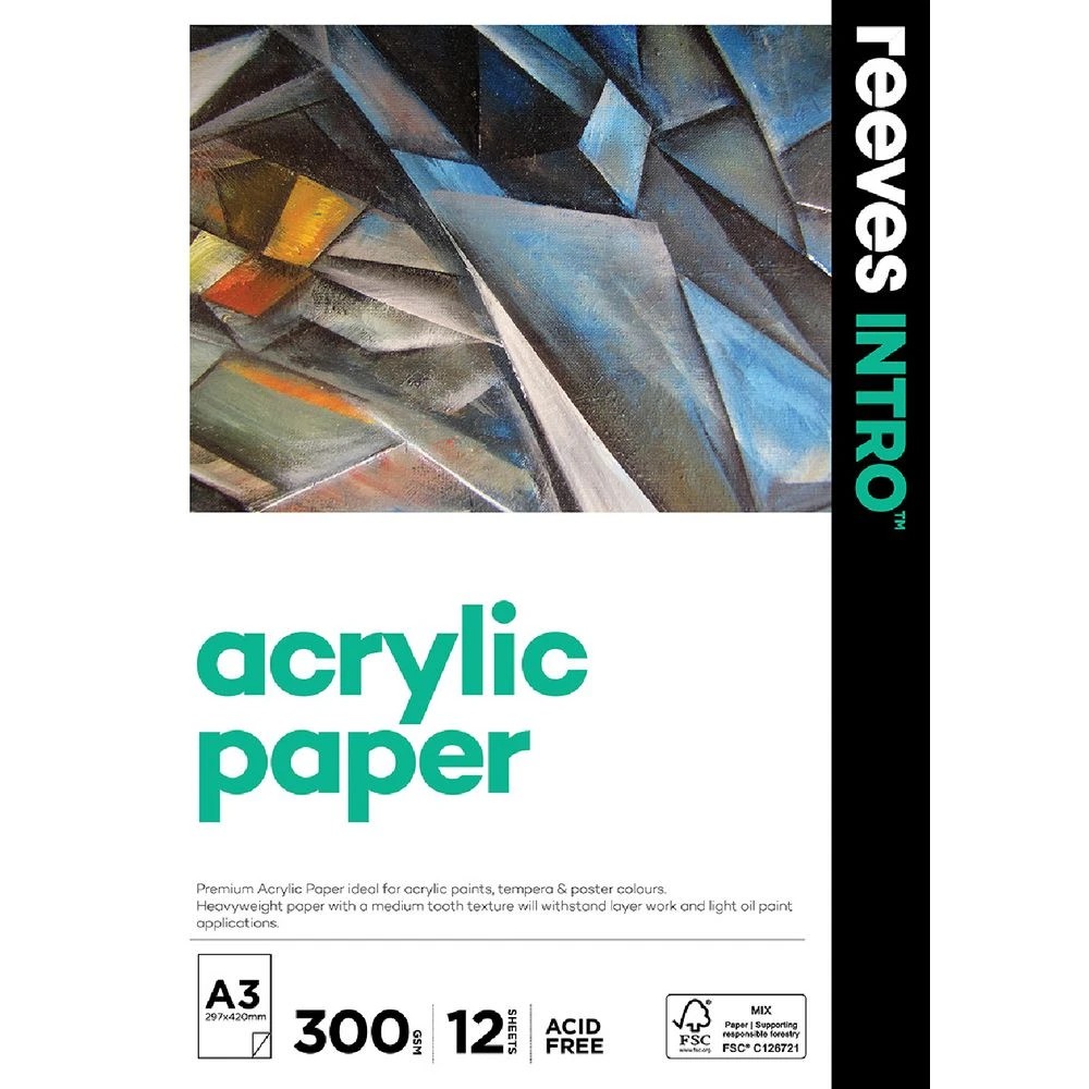 1 Reeves Intro A3 Acrylic Pad 300gsm 12 Sheets, 1 of 4