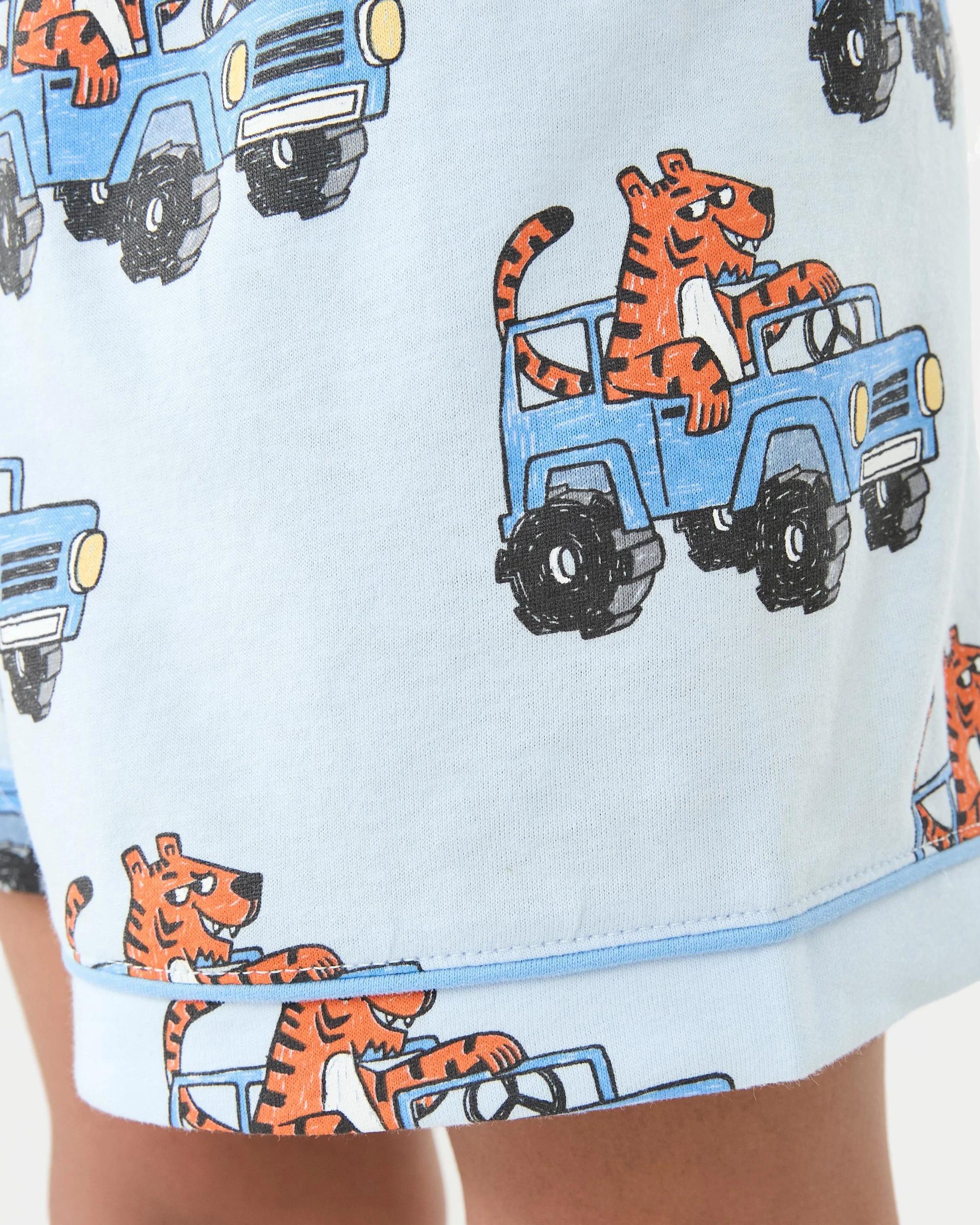 7 Short Sleeve Button Down Pyjama Set Blu Tiger, 7 of 8