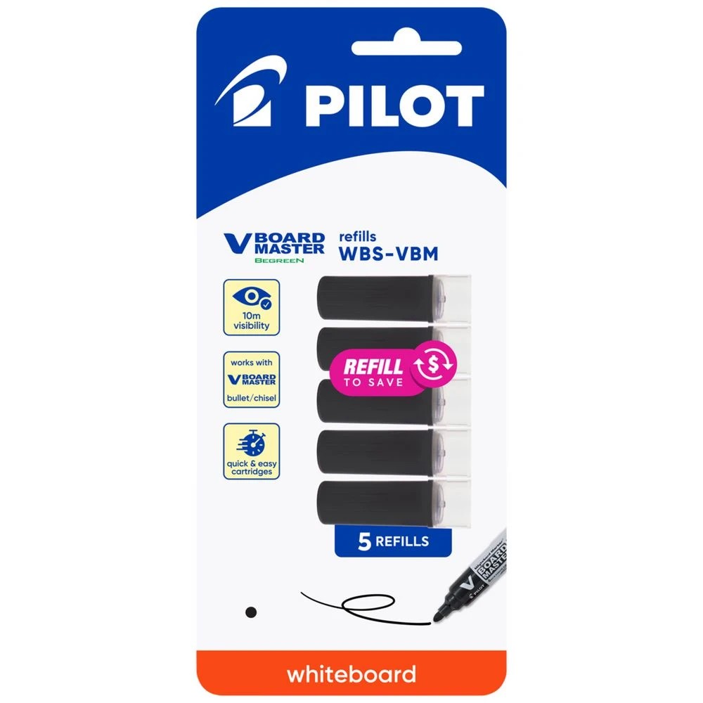 1 PILOT V Board Master Whiteboard Marker Refills Black 5Pk, 1 of 7