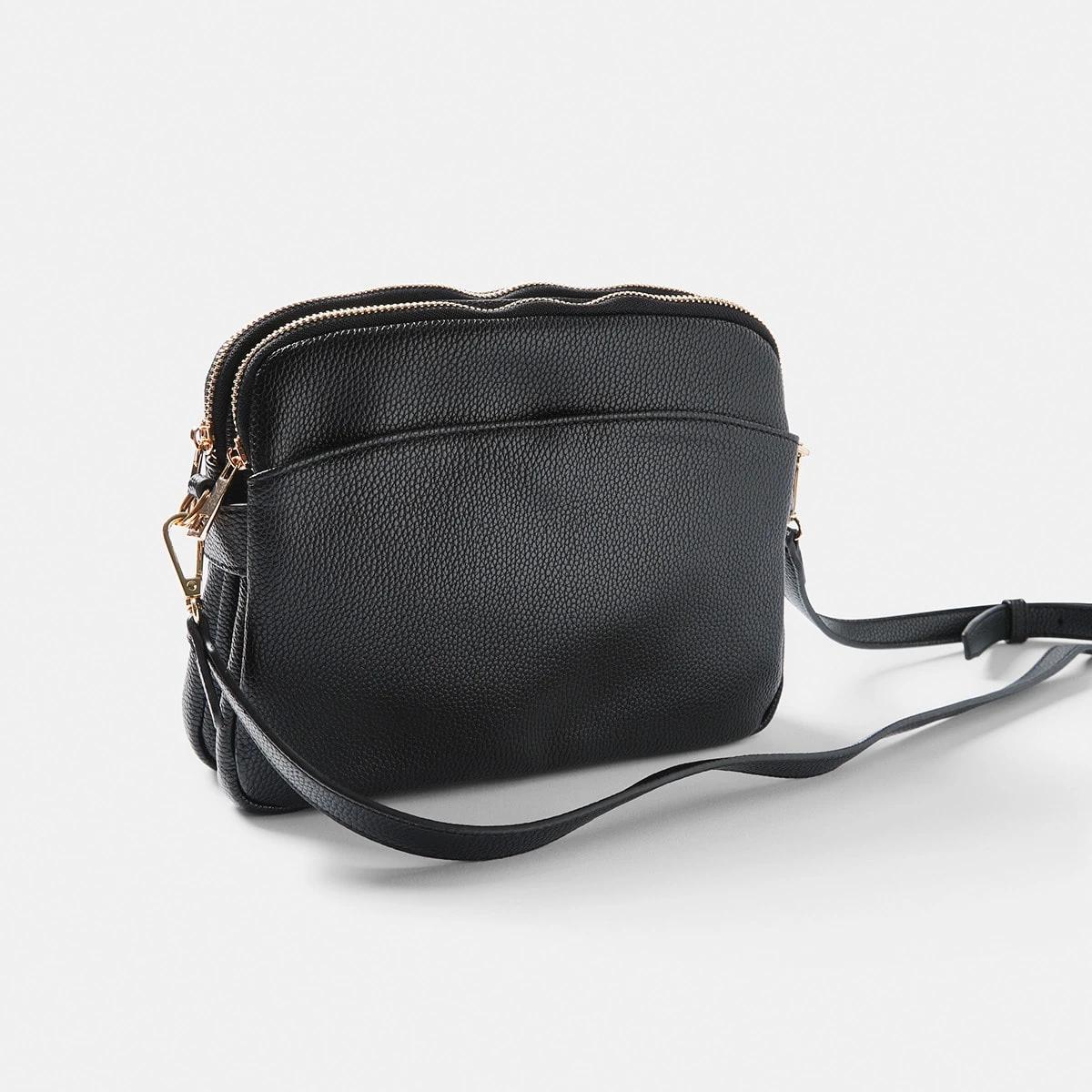 3 Double Pouch Cross Body Bag Black, 3 of 5