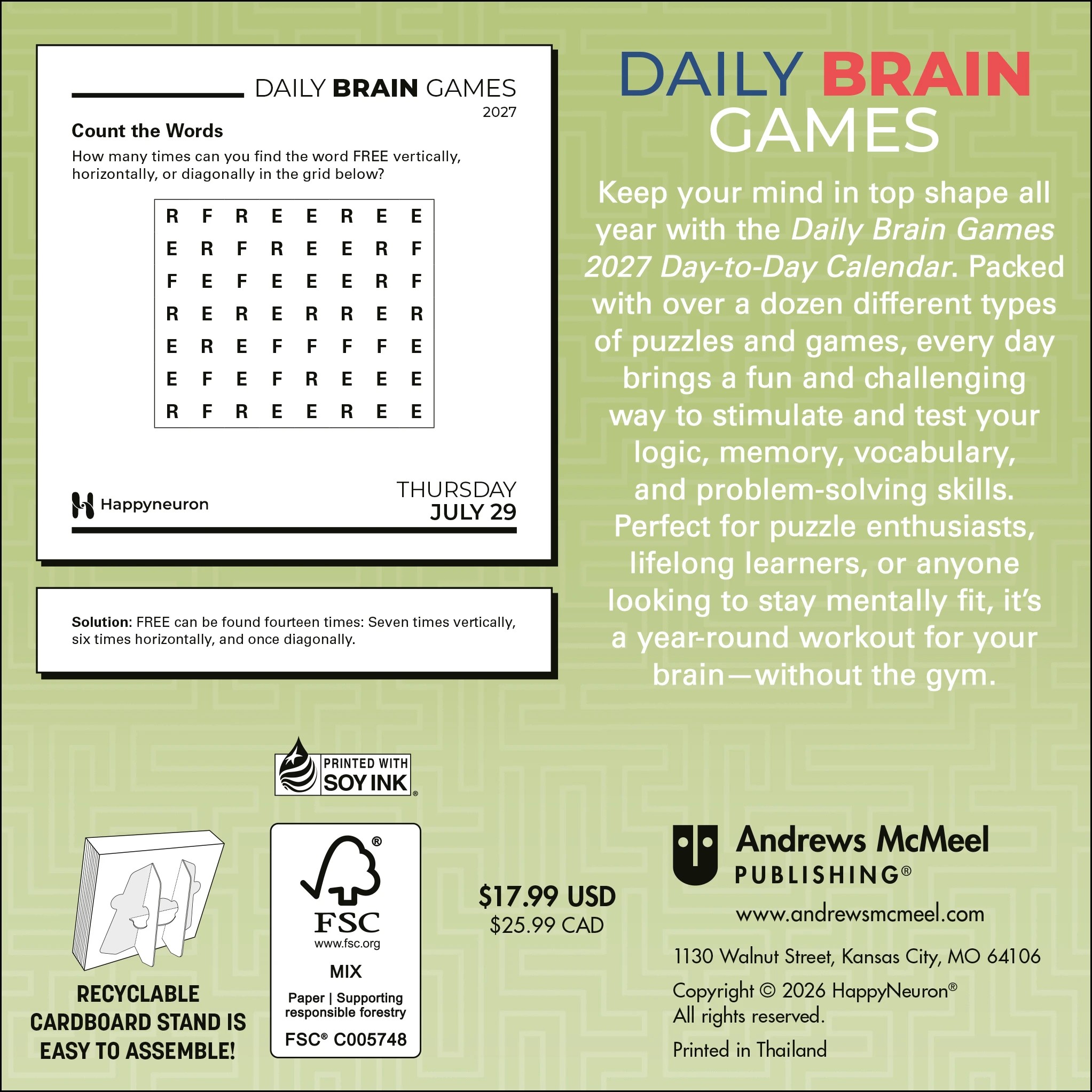 2 Happy Neuron Daily Brain Games 2027 Calendar, 2 of 5