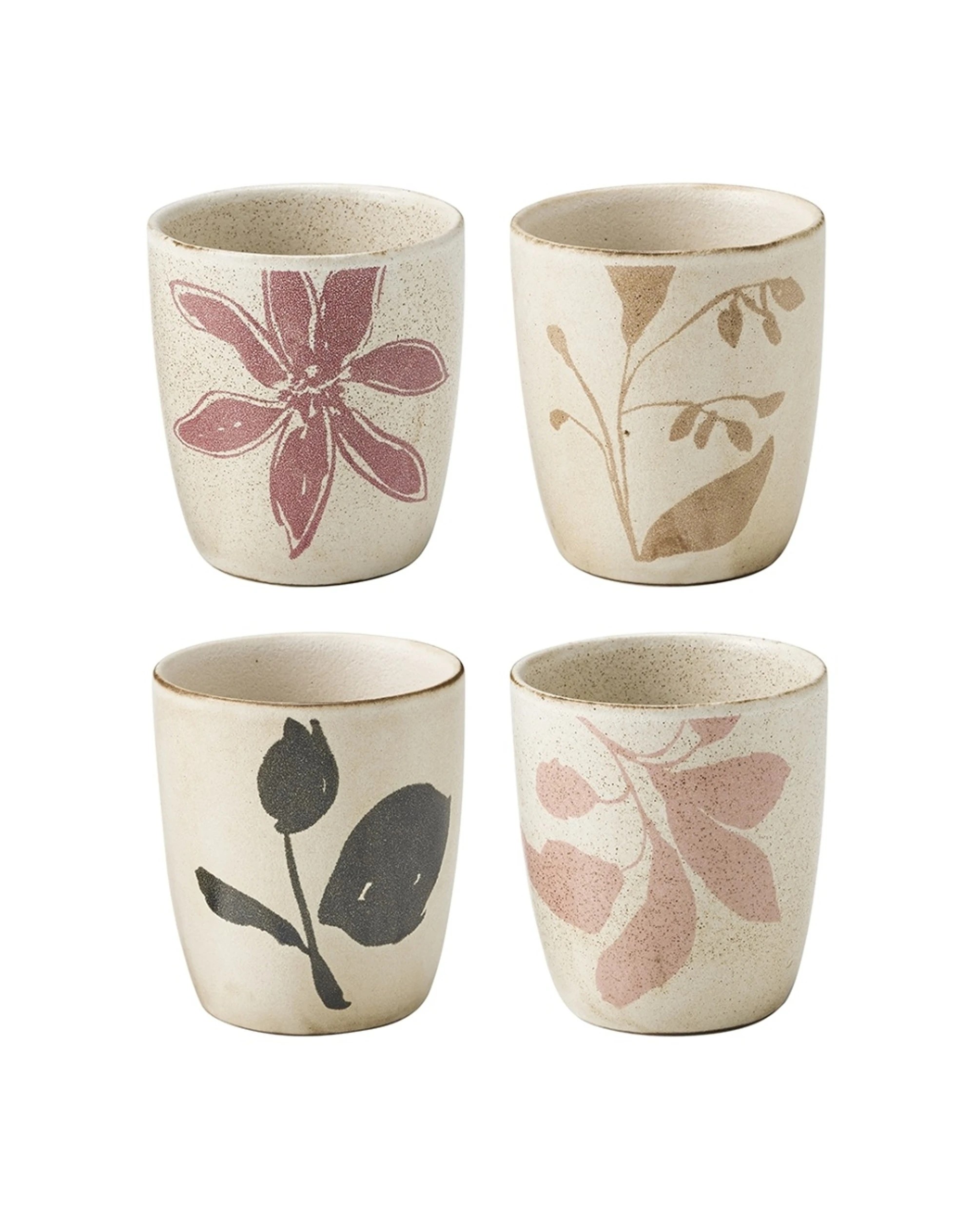 1 Ecology 4pc Hand Drawn Floral Silhouettes Cecile Latte Cup Set 210ml - Multi, 1 of 5