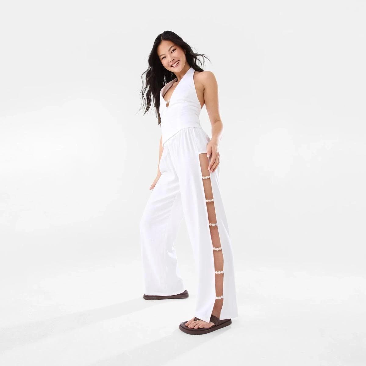 5 Linen Blend Beaded Top WHITE, 5 of 10