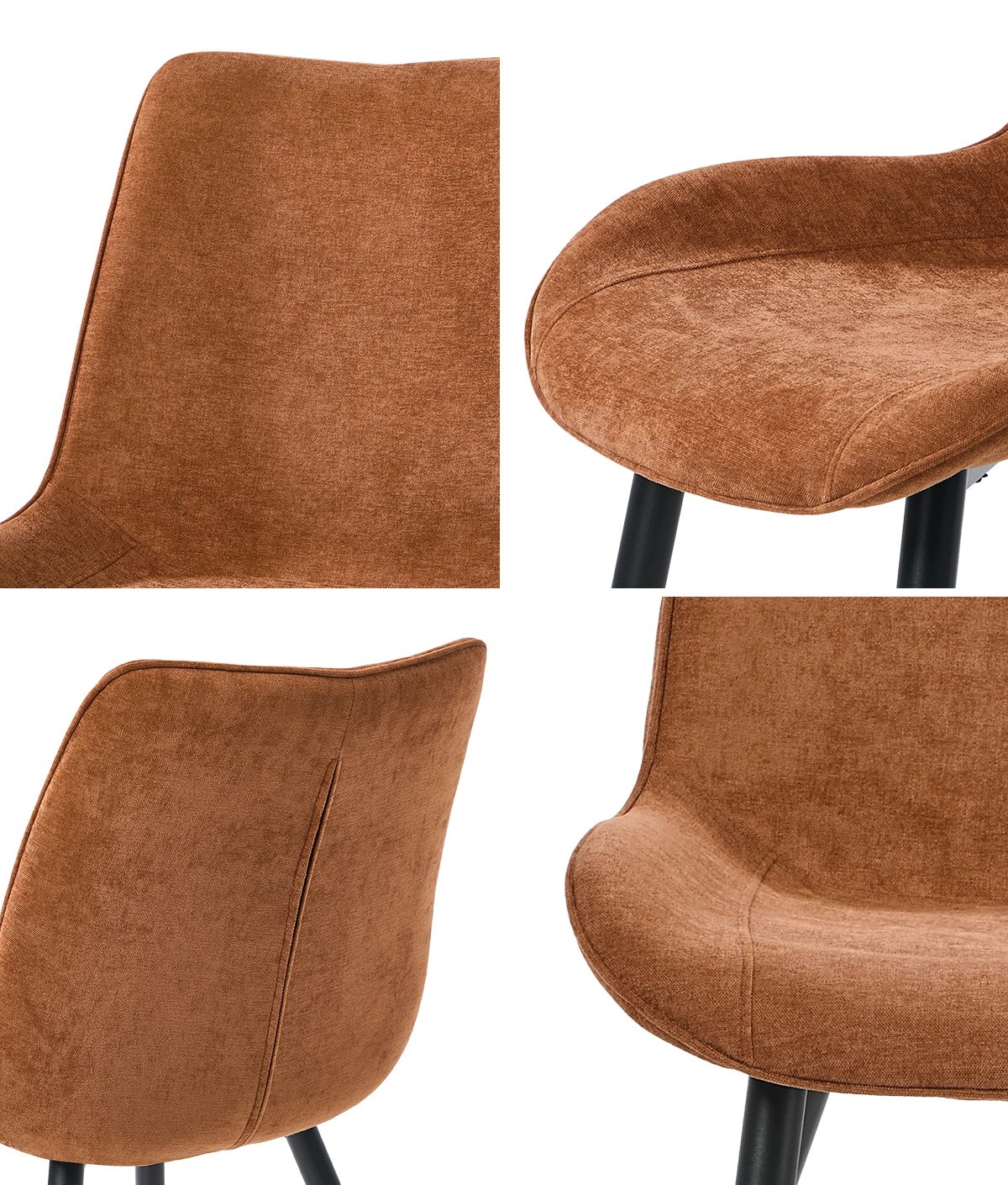 6 Oikiture 4x Dining Chairs Kitchen Accent Chairs Upholstered Linen Fabric- Orange, 6 of 9