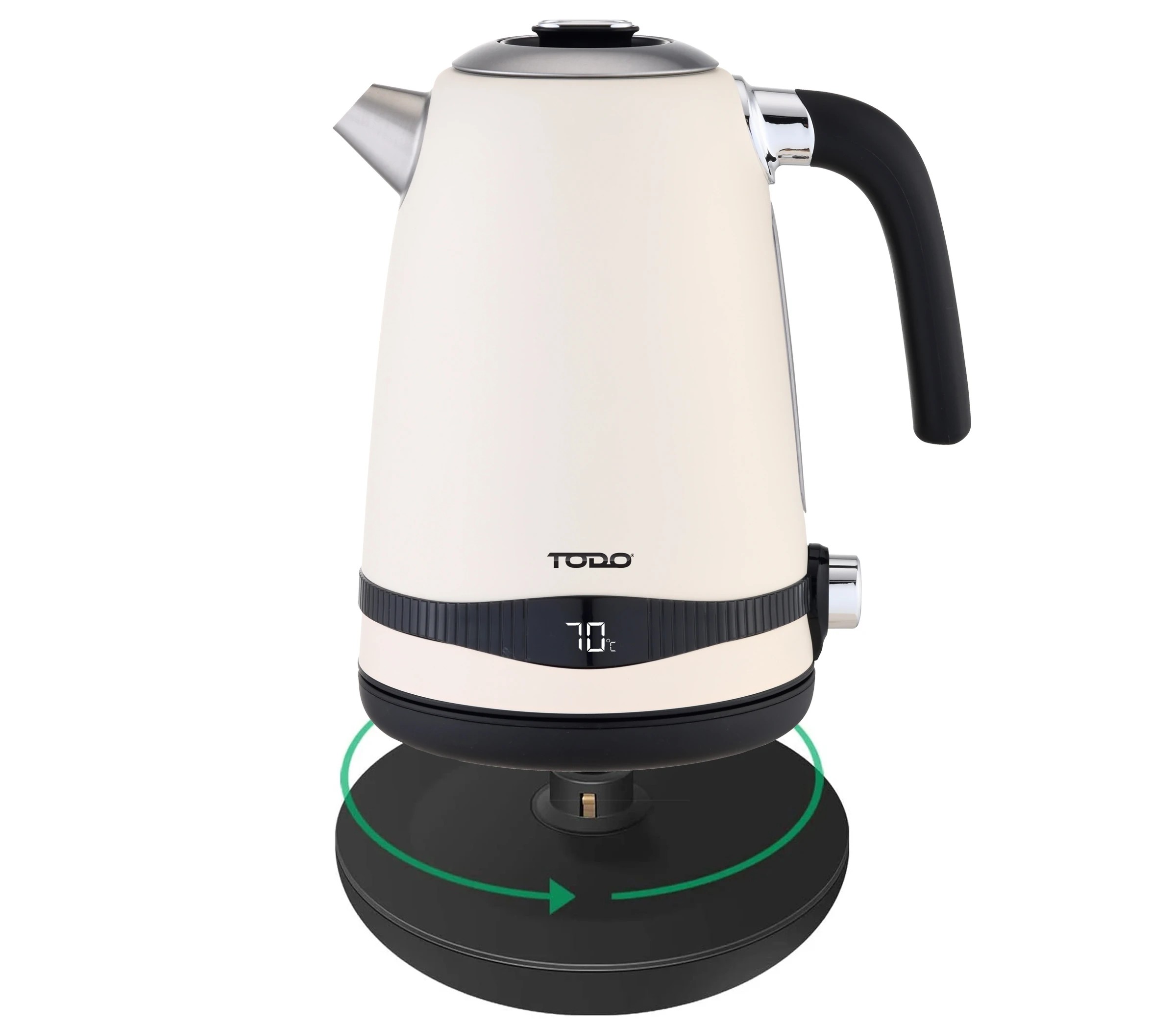 4 TODO 1.7L Stainless Steel Cordless Kettle Keep Warm Electric Led Water Jug - Cream, 4 of 6