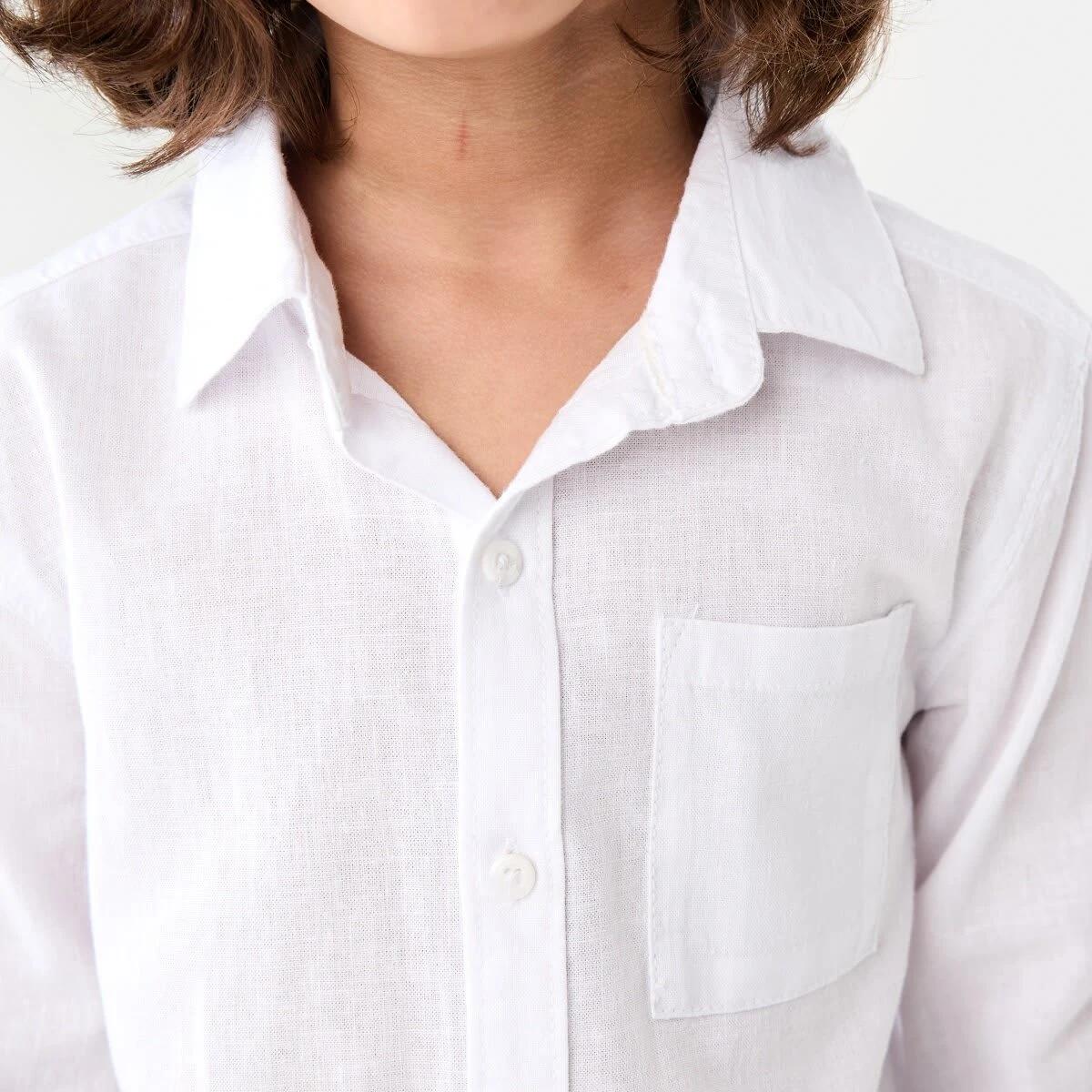 5 Long Sleeve Linen Shirt WHITE, 5 of 9