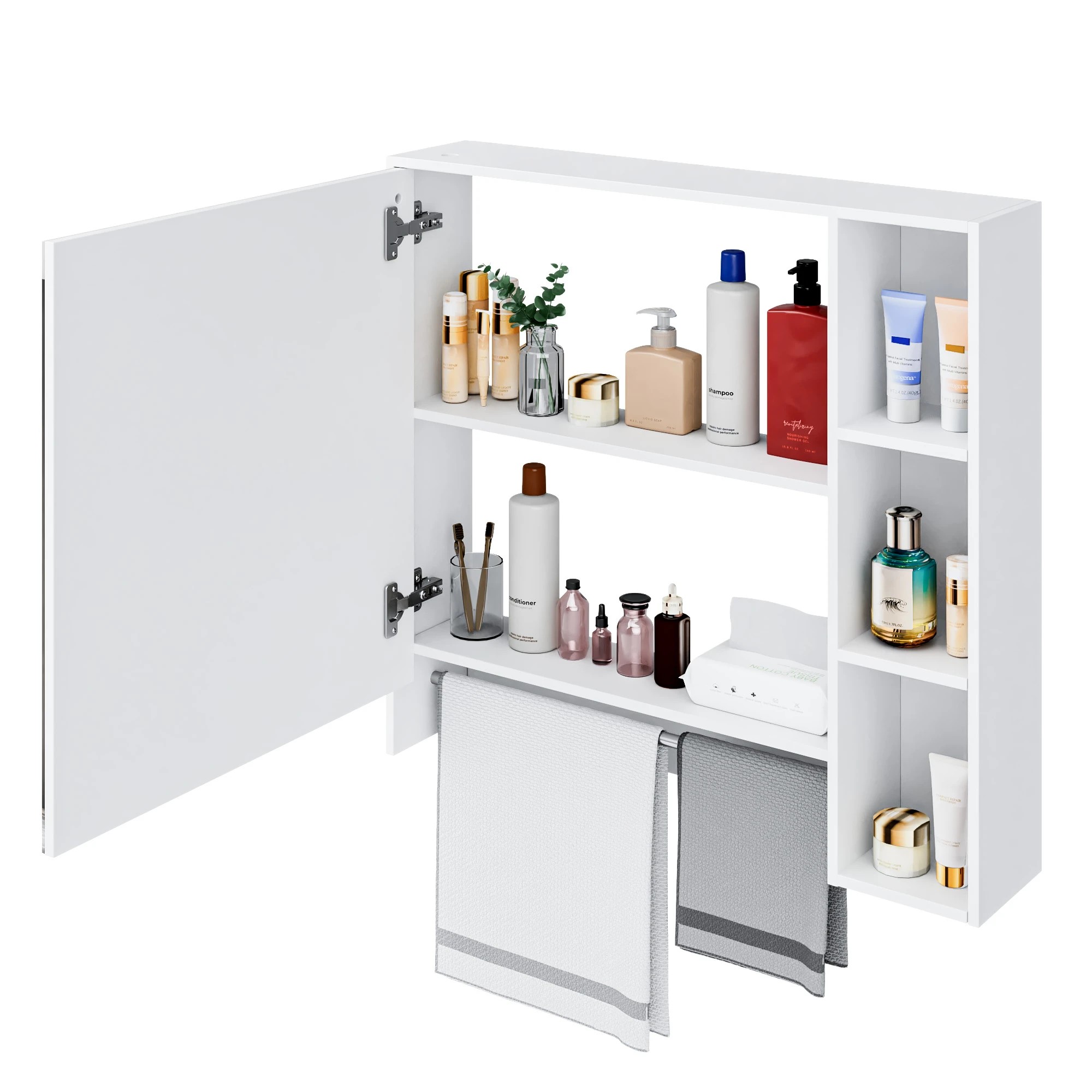 5 Advwin 730 x 700mm Cabinet LED Medicine Storage Mirror Shaving Cupboard w/ Tower Rack, 5 of 9