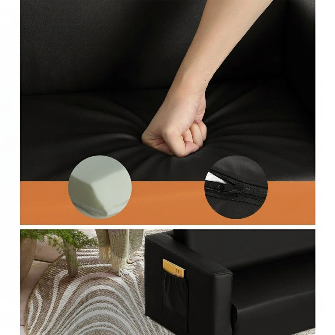 4 Keezi Kids Sofa 2 Seater Children Flip Open Couch PU Leather Armchair - Black, 4 of 5