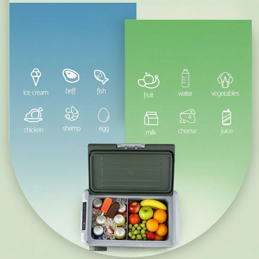 6 Portable Fridge 50L Camping Bar Fridges Freezer 12V/24V/240V - Green, 6 of 6