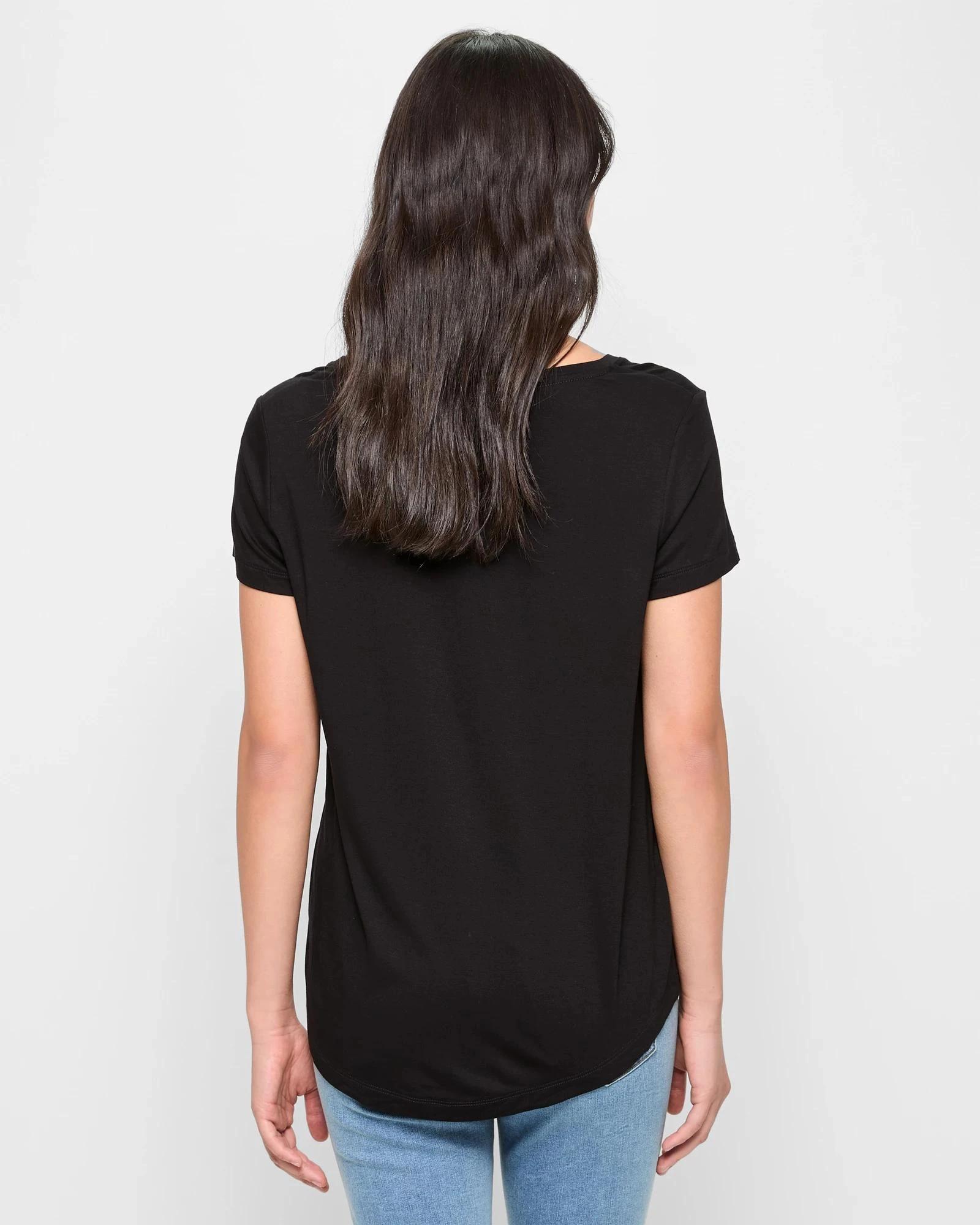 4 Target Woman Short Sleeve V-Neck T-Shirt BLACK, 4 of 5