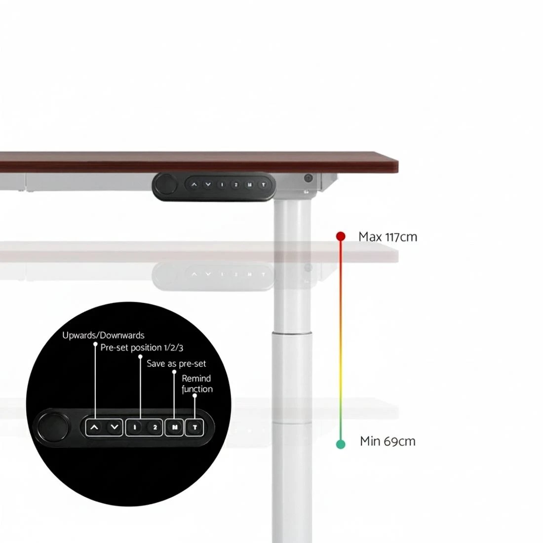 5 Artiss Standing Desk Motorised Electric Dual Motor 120CM Walnut - Brown, 5 of 6