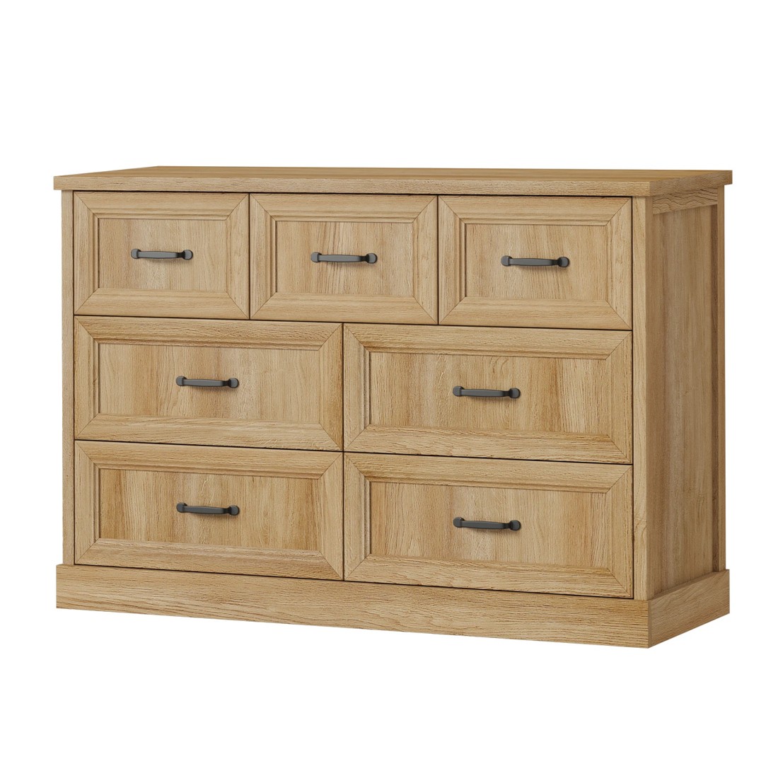 1 Oikiture 7 Chest of Drawers Bedside Dresser Tallboy Storage Bedroom - Natural, 1 of 9