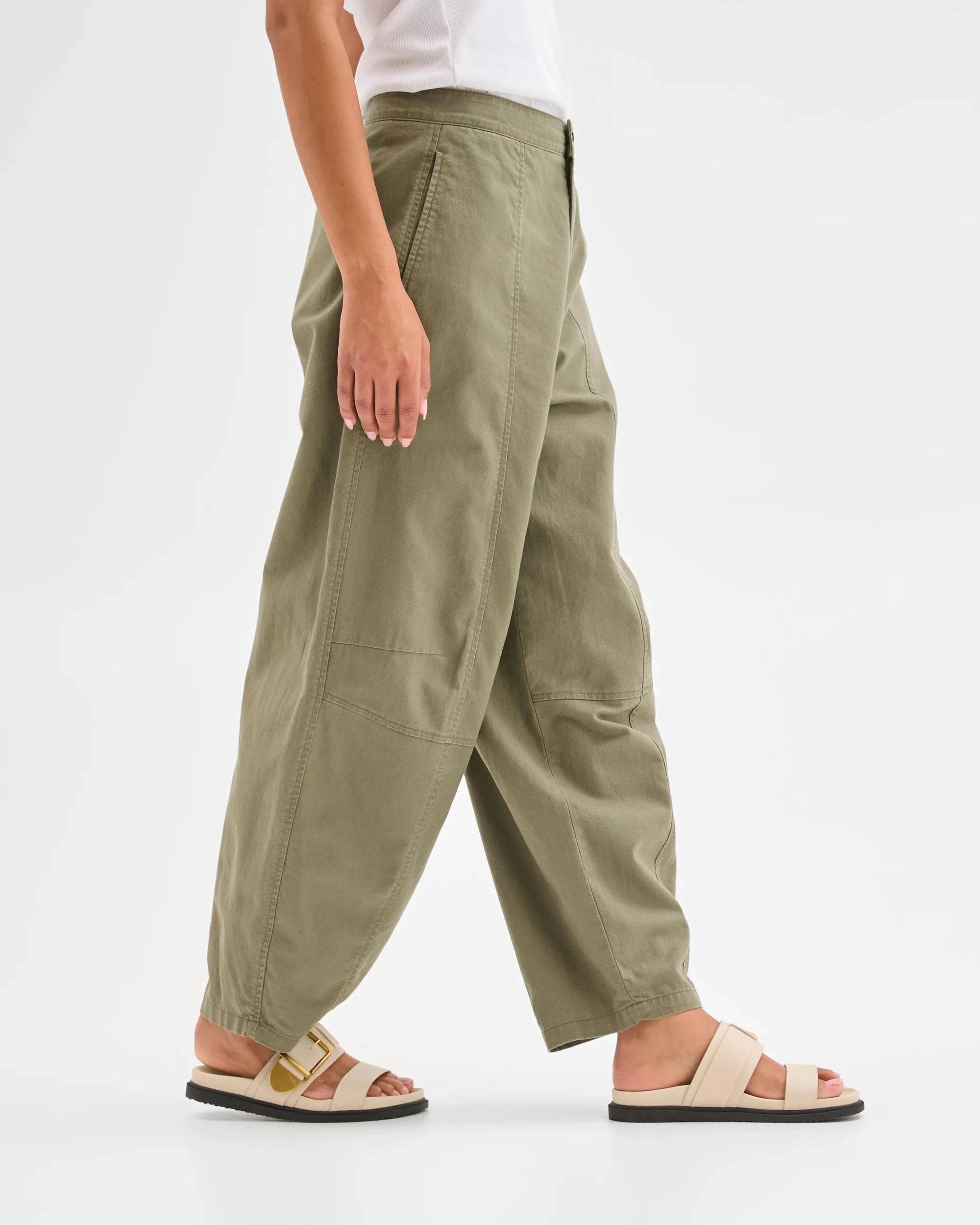 2 Target Australian Cotton Blend Soft Barrel Leg Pants DUSTY OLIVE, 2 of 5