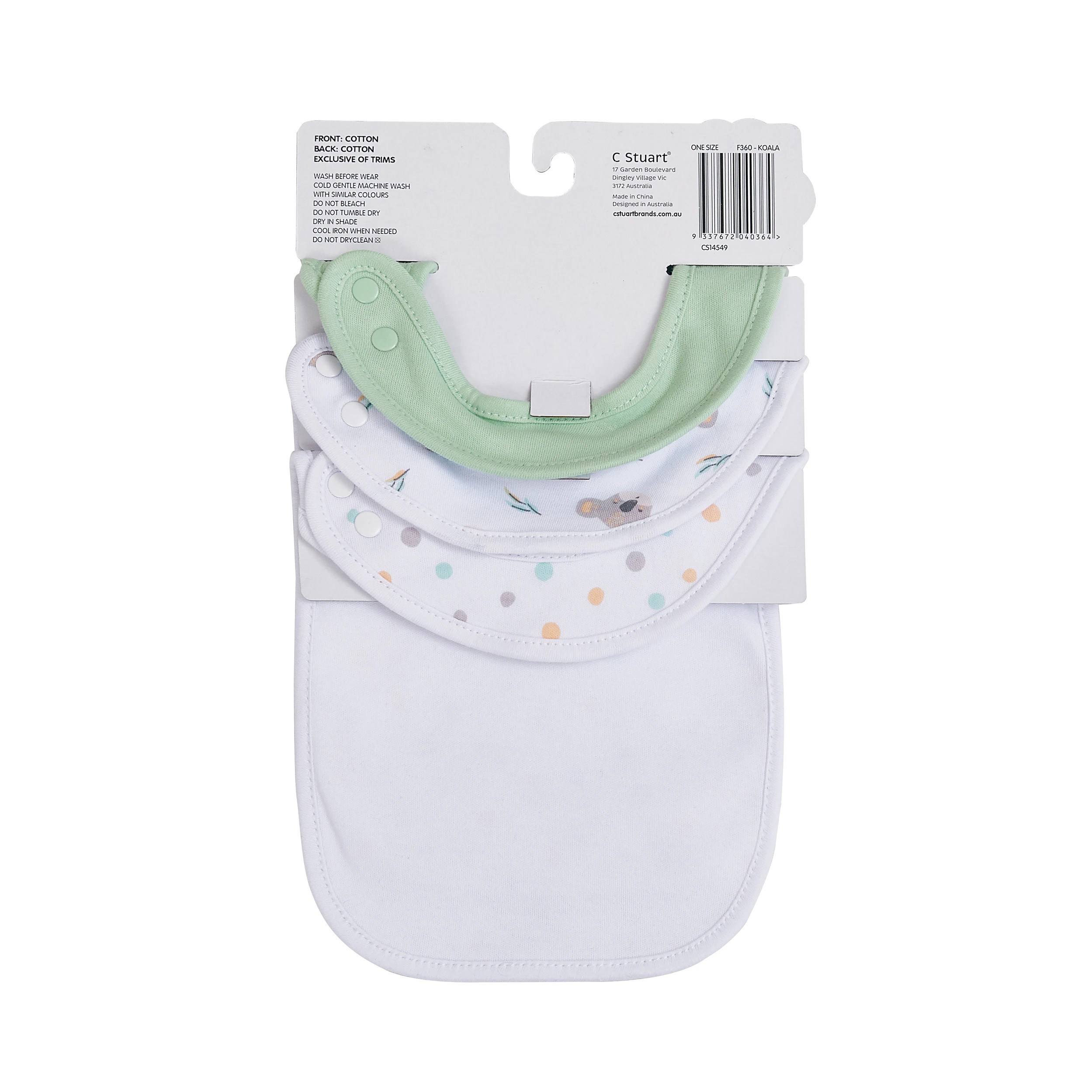 2 Big Softies 3 Pack Boucle Bibs, Koala, 2 of 5