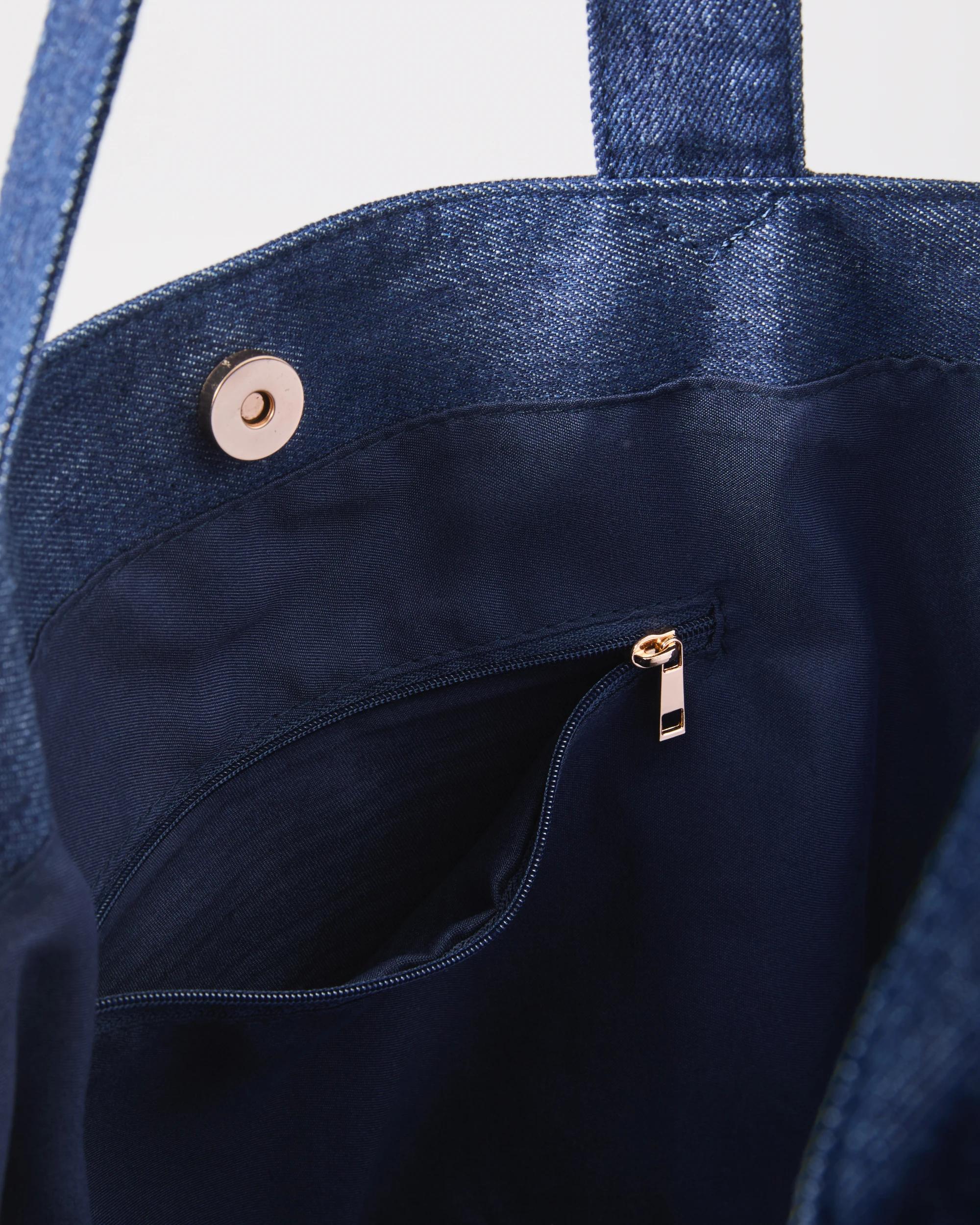 4 Shopper Tote Bag Dark Wash, 4 of 4