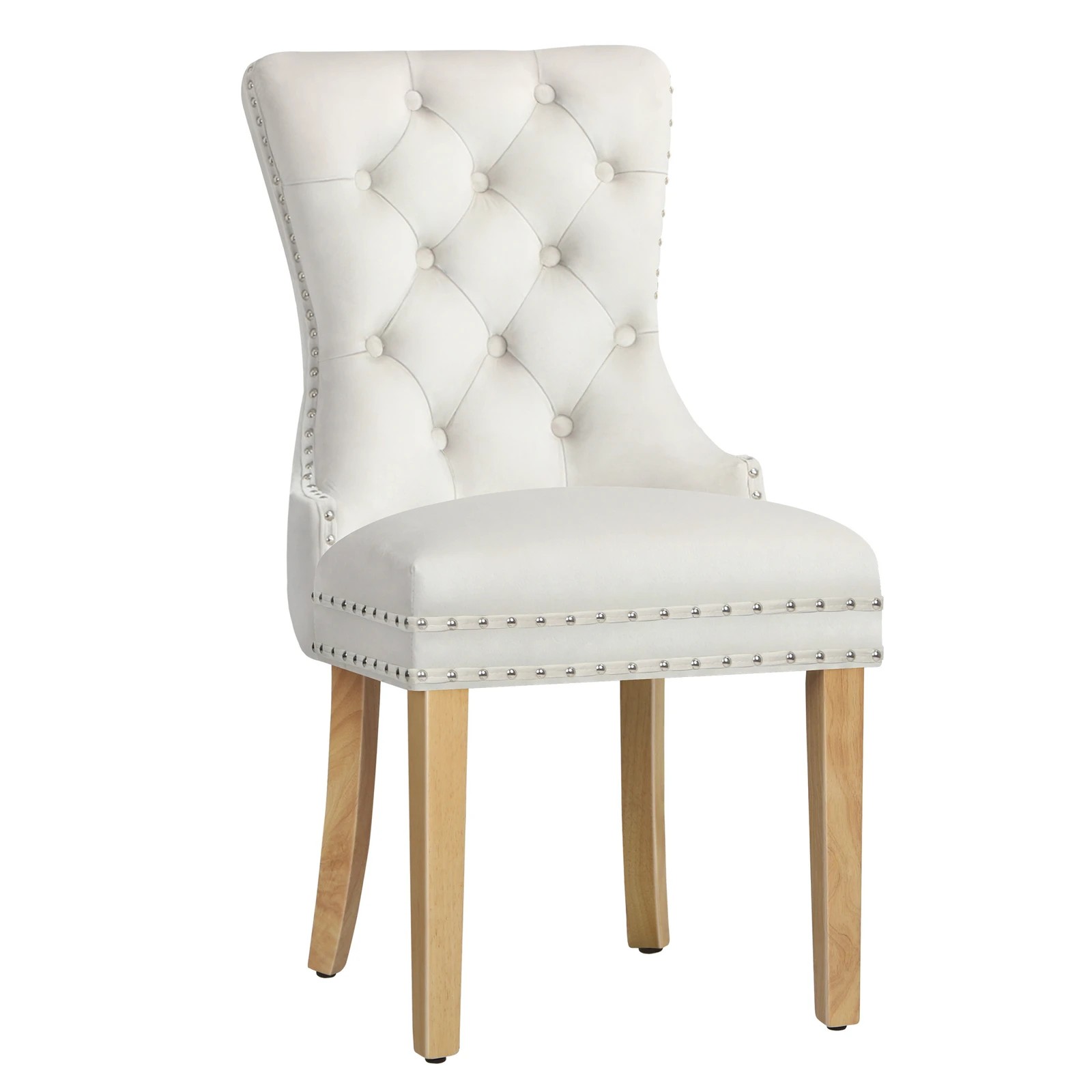 10 Alfordson 4x Dining Chair Kitchen Lounge Retro Button Tufted Wooden Velvet - Beige, 10 of 10