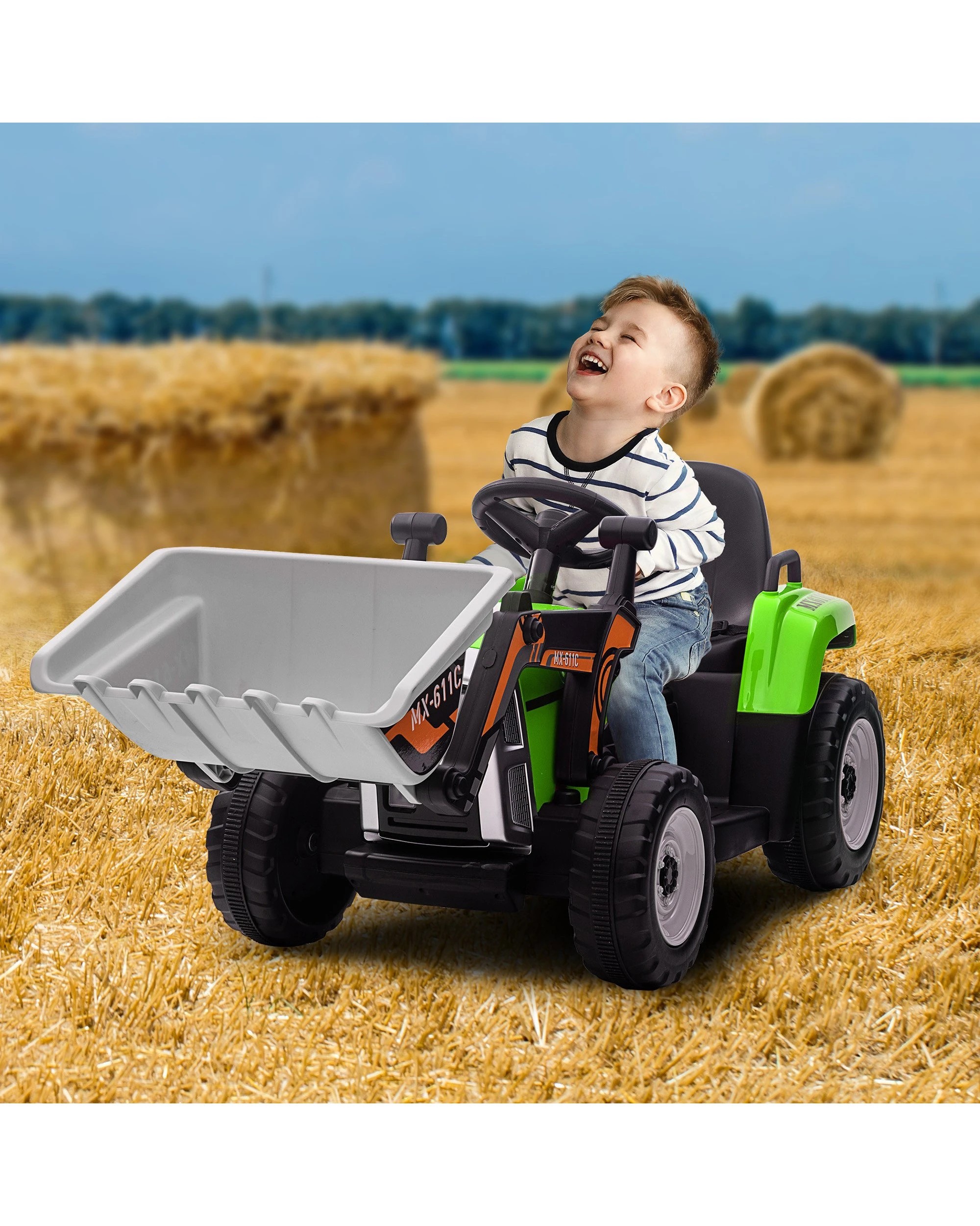 9 Kahuna MX-611C Kids Electric Ride On Car Tractor Digger Loader Grey, 9 of 10