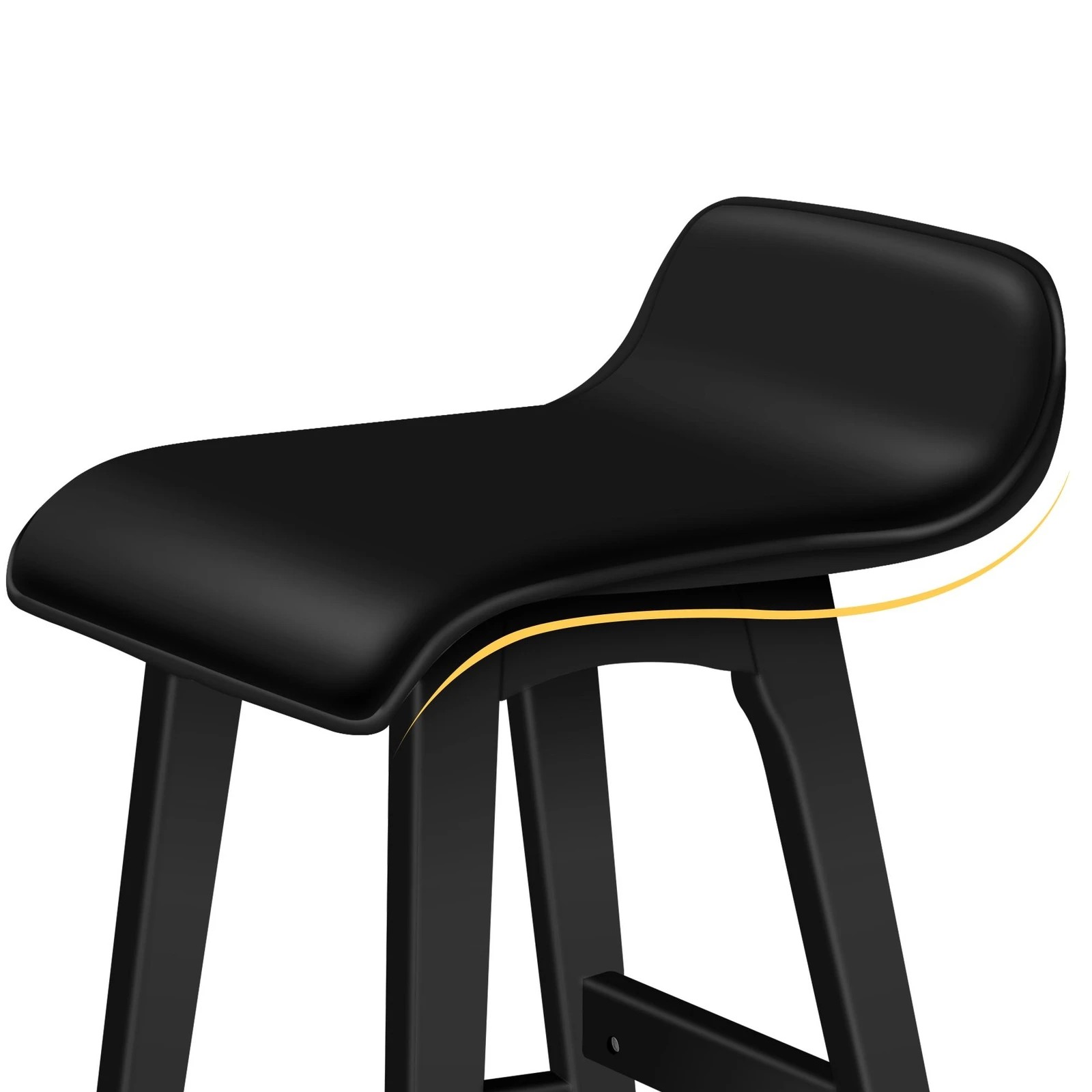 4 Alfordson 2x Wooden Bar Stools Kitchen Dining Chair Leather Samuel - Black, 4 of 10