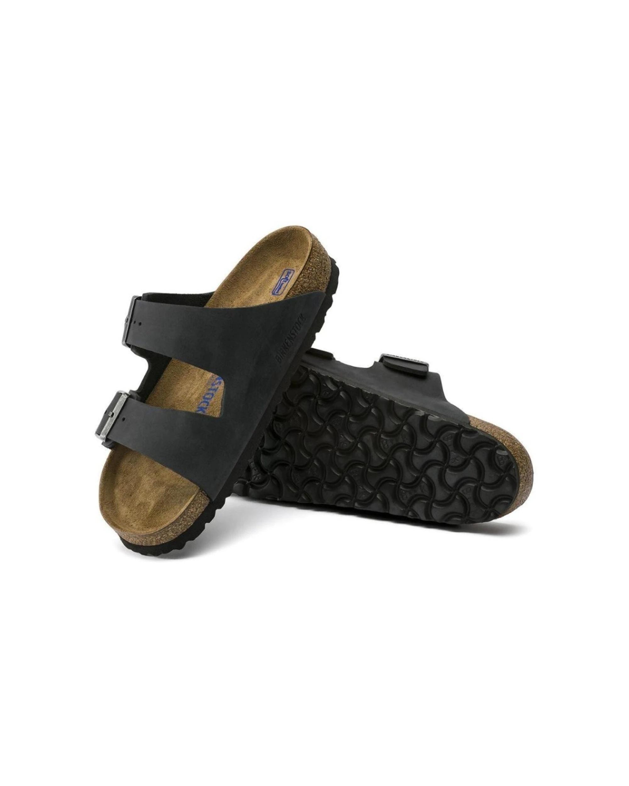 4 Birkenstock Arizona Oiled Leather Soft Footbed Sandals Regular BLACK, 4 of 7