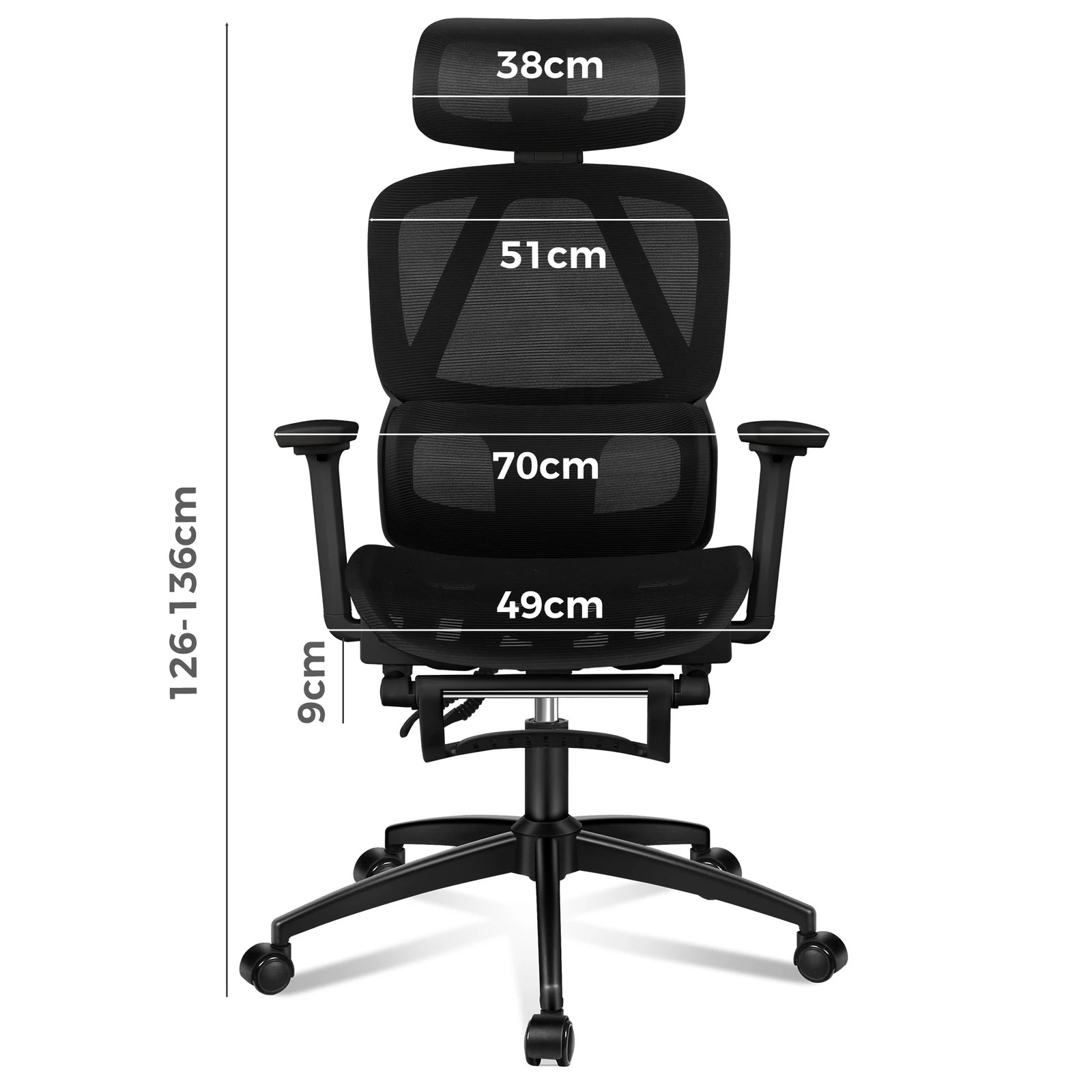 8 Alfordson Ergonomic Office Chair Mesh Seat Desk Computer Gaming - All Black, 8 of 9