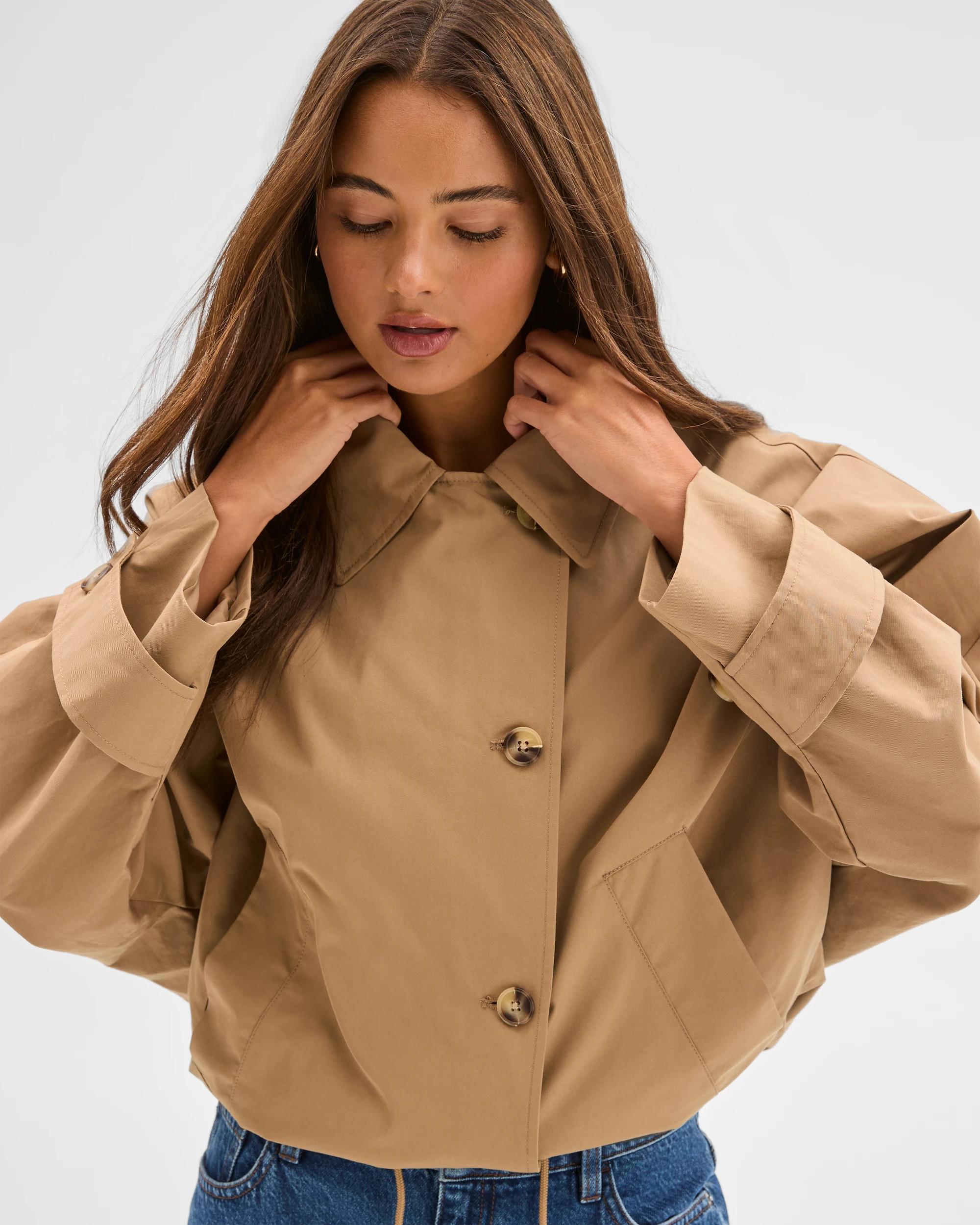 2 Lily Loves Funnel Neck Jacket ASH BROWN, 2 of 6
